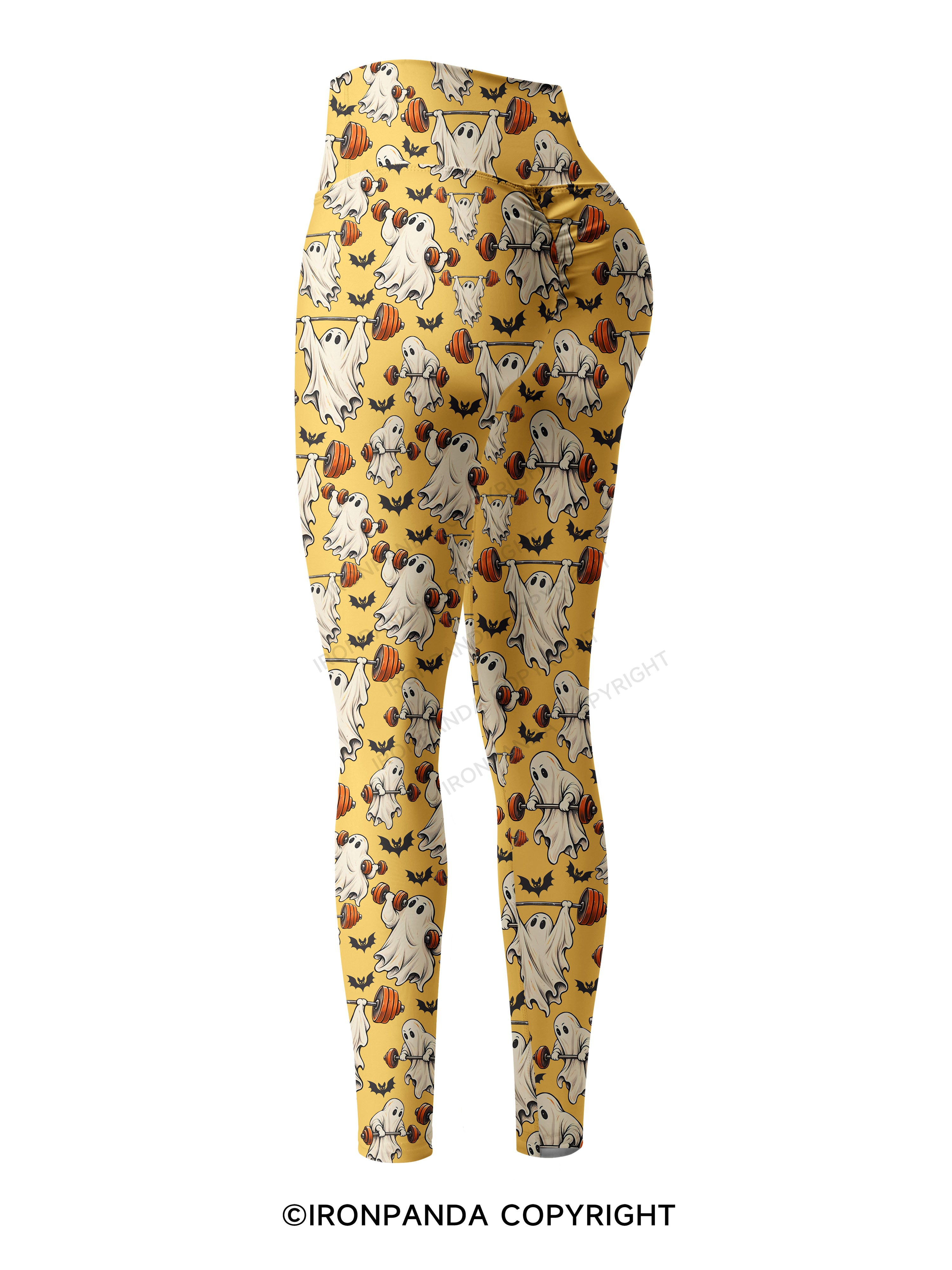 Weightlifting Ghost Spooky Workout Printed Yoga Pants