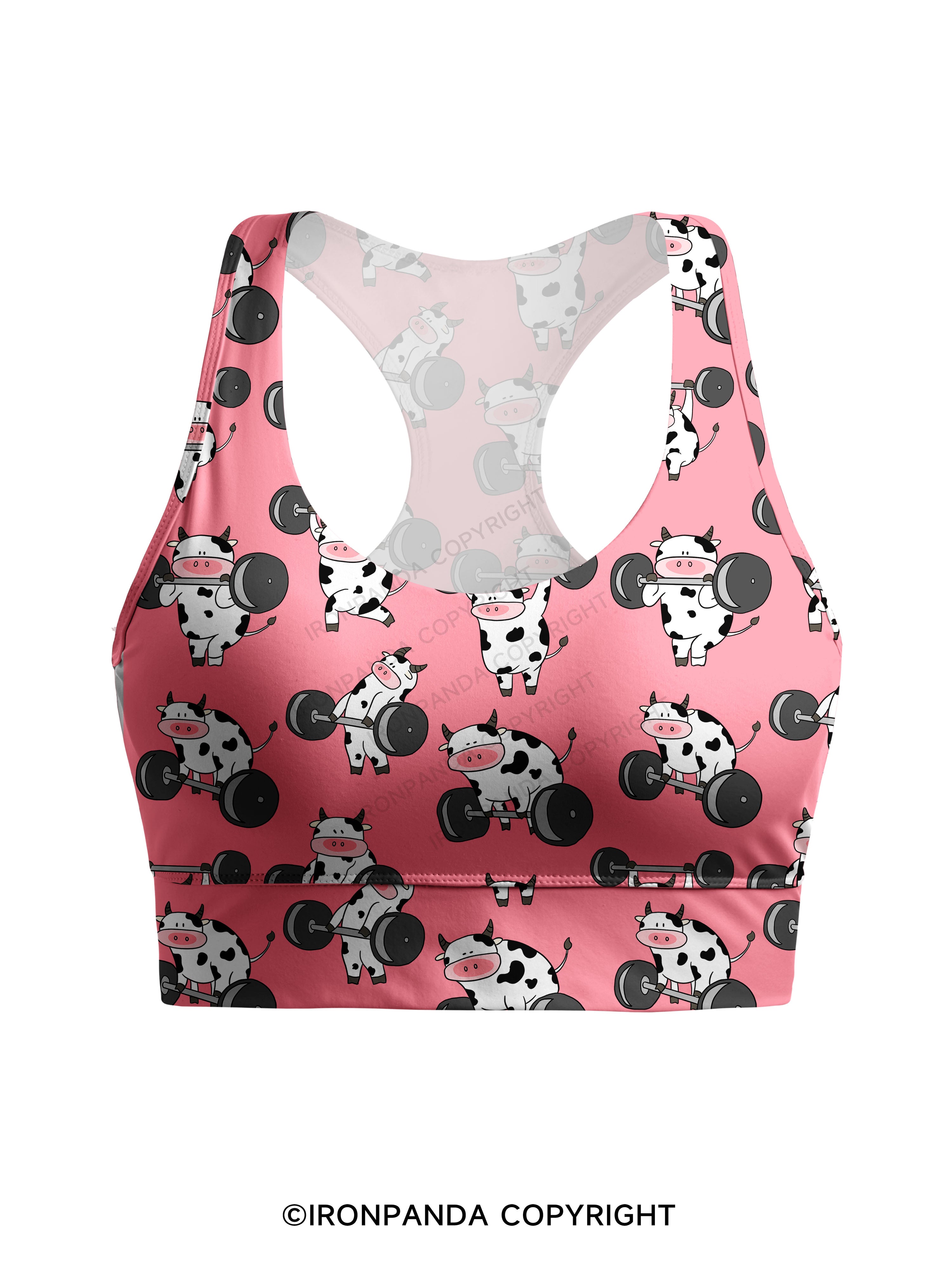 Ironpanda Lift Heavy Dairy Cow Racerback Sports Bra