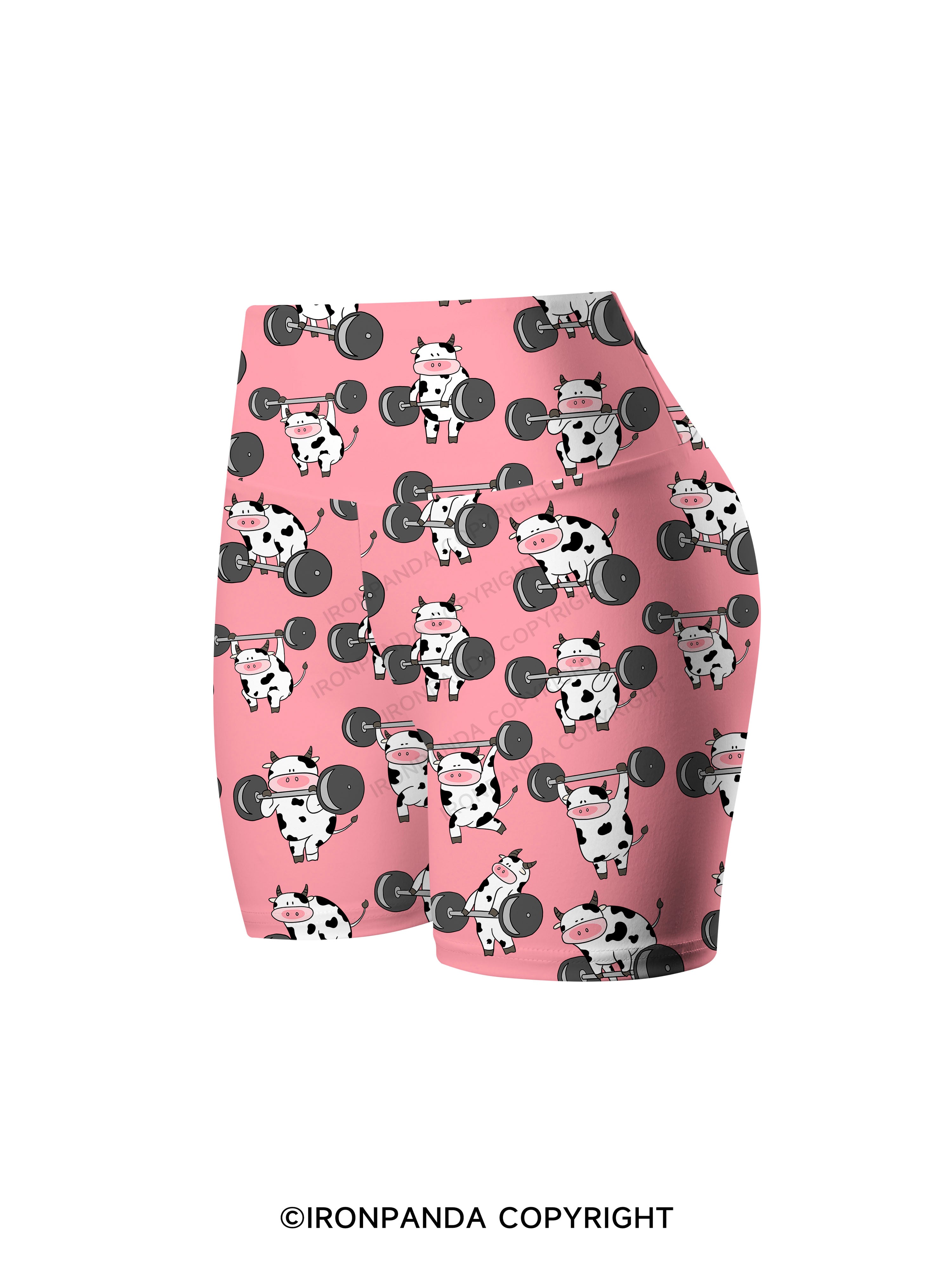 Ironpanda Lift Heavy Dairy Cow Printed Yoga Cycling Shorts