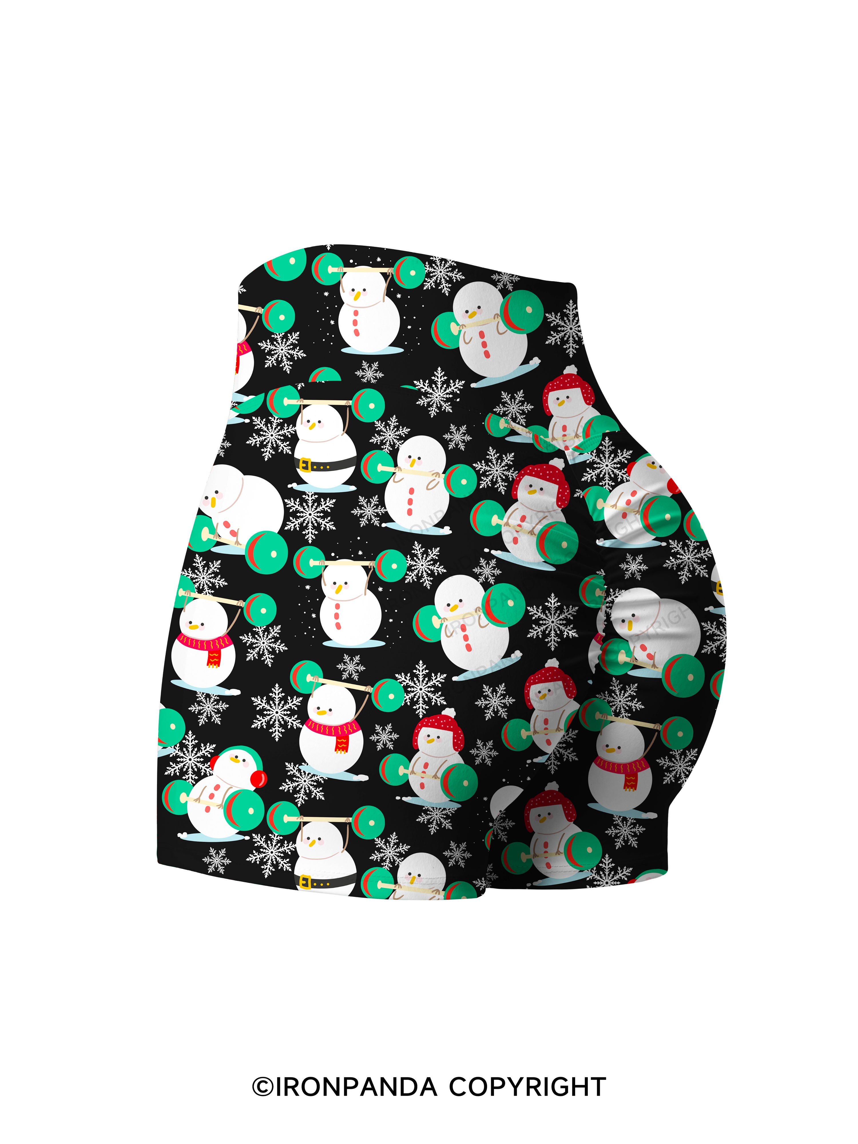 Snowman team weightlifting Printed Yoga Shorts