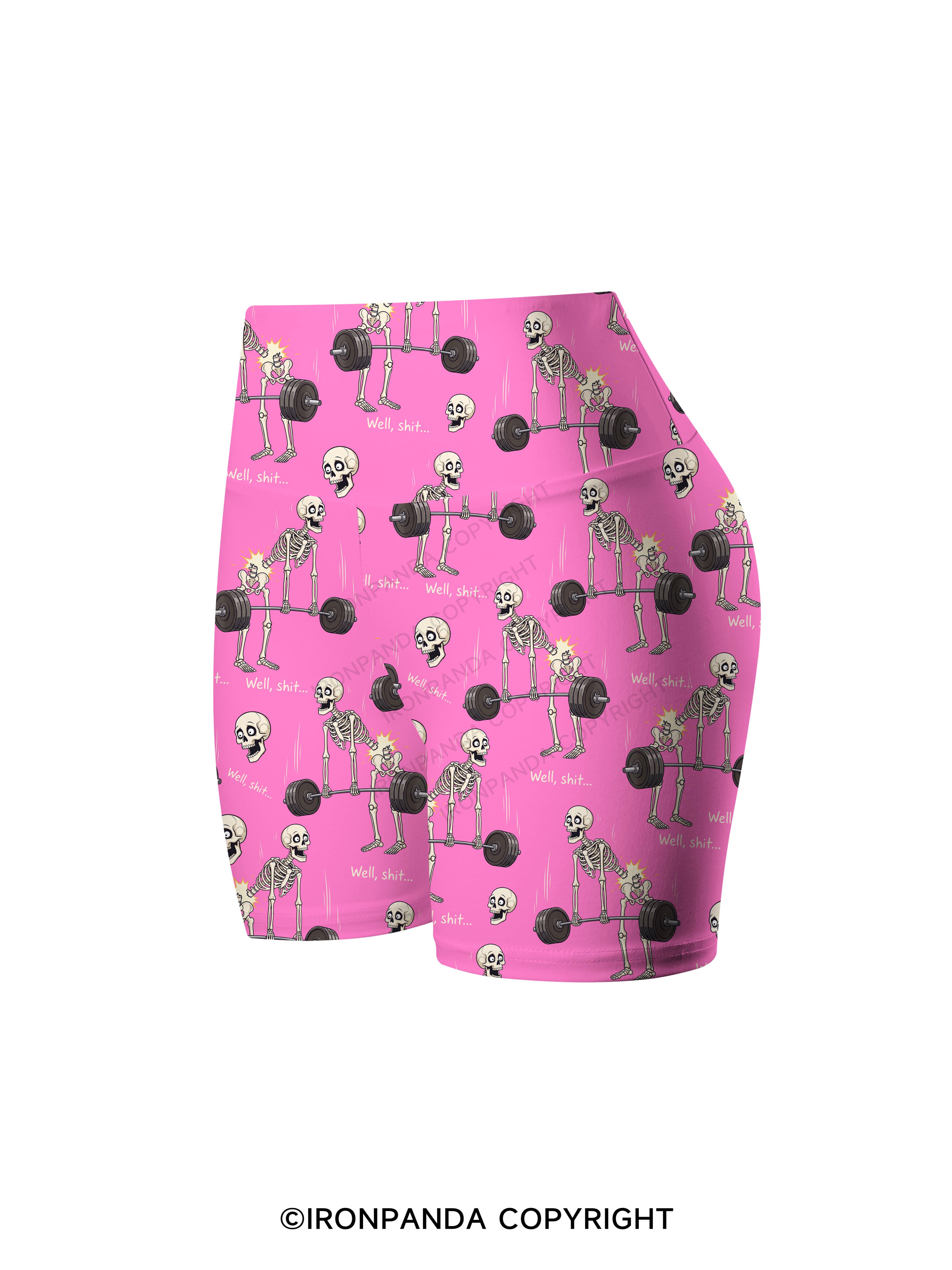 Well Shit Skeleton Deadlift Printed Yoga Cycling Shorts