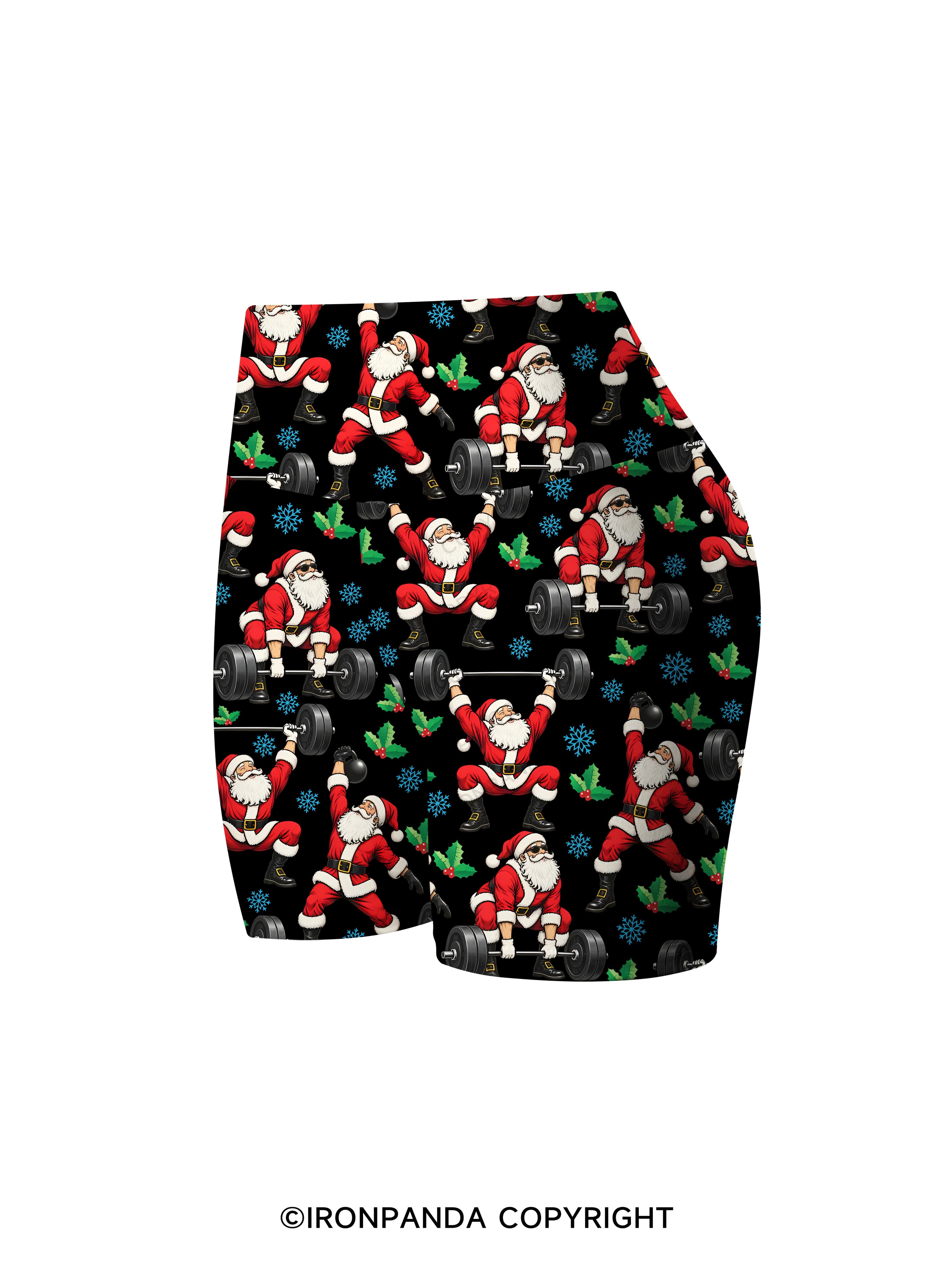 Santa Lifting Christmas Workout Printed Yoga Cycling Shorts