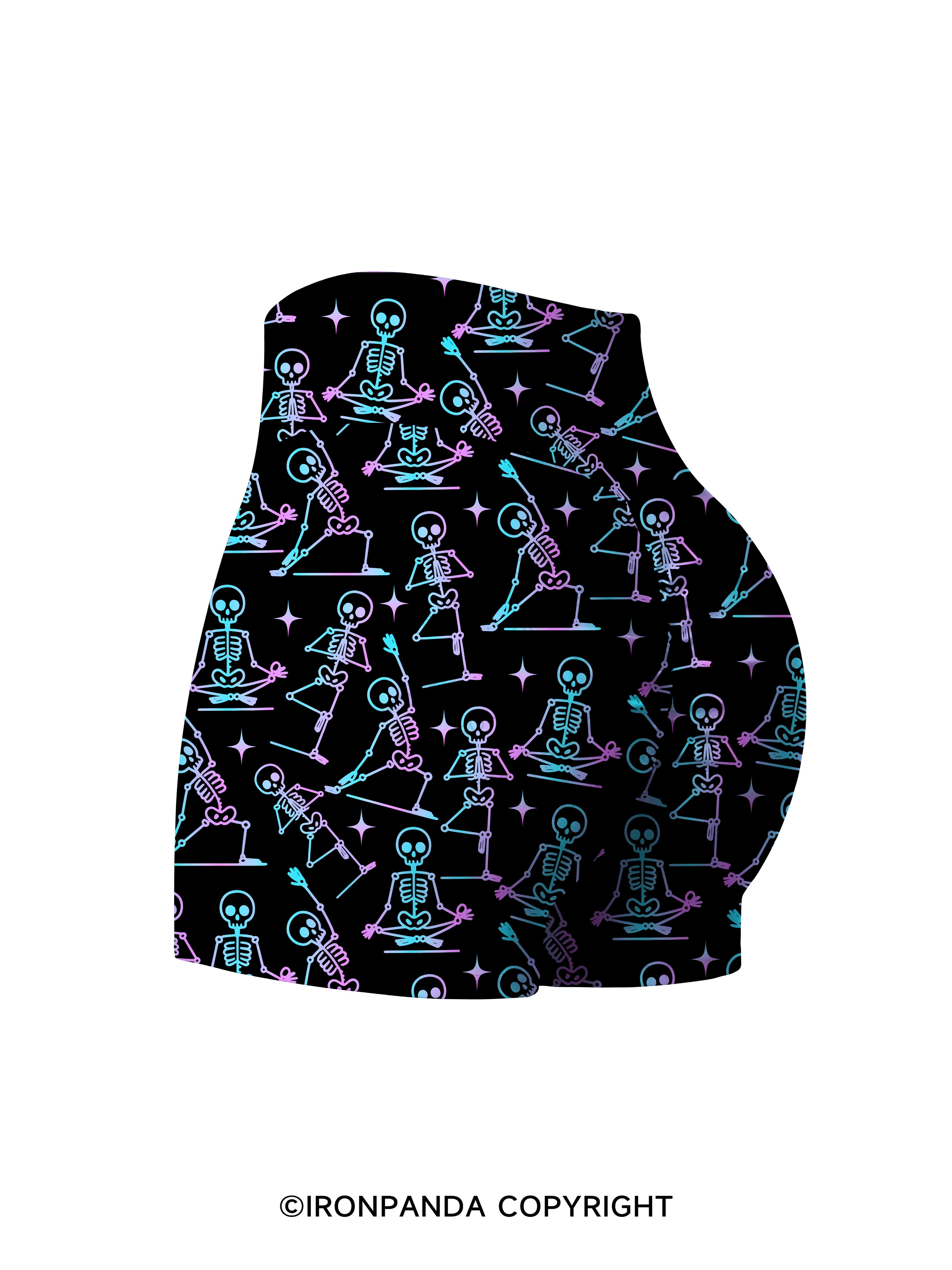 ZEN TO THE BONE SKELETON Printed Yoga Shorts
