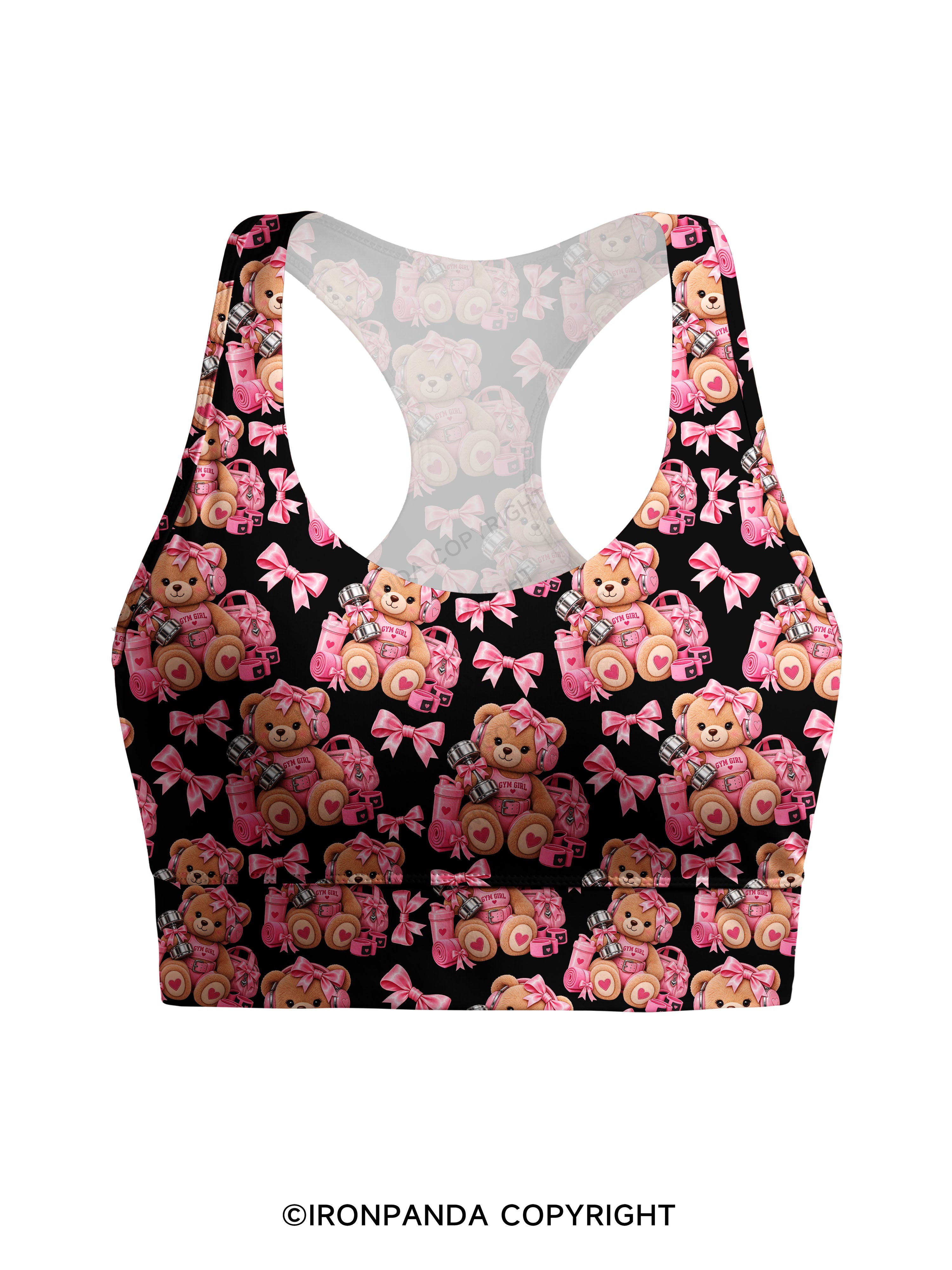 GYM GIRLIE TEDDY BEAR Racerback Sports Bra