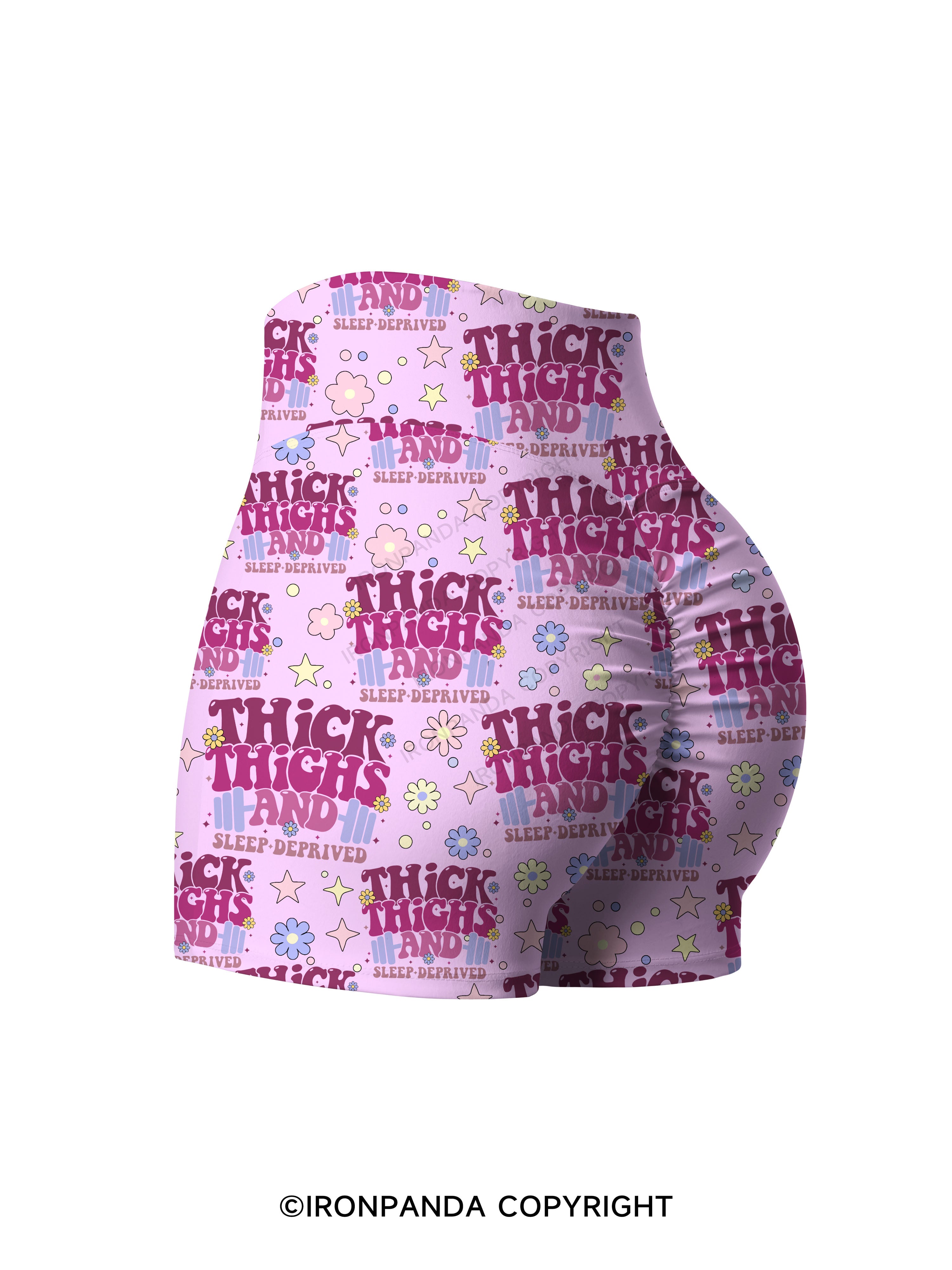 Thick Thighs And Sleep Deprived Printed Yoga Shorts