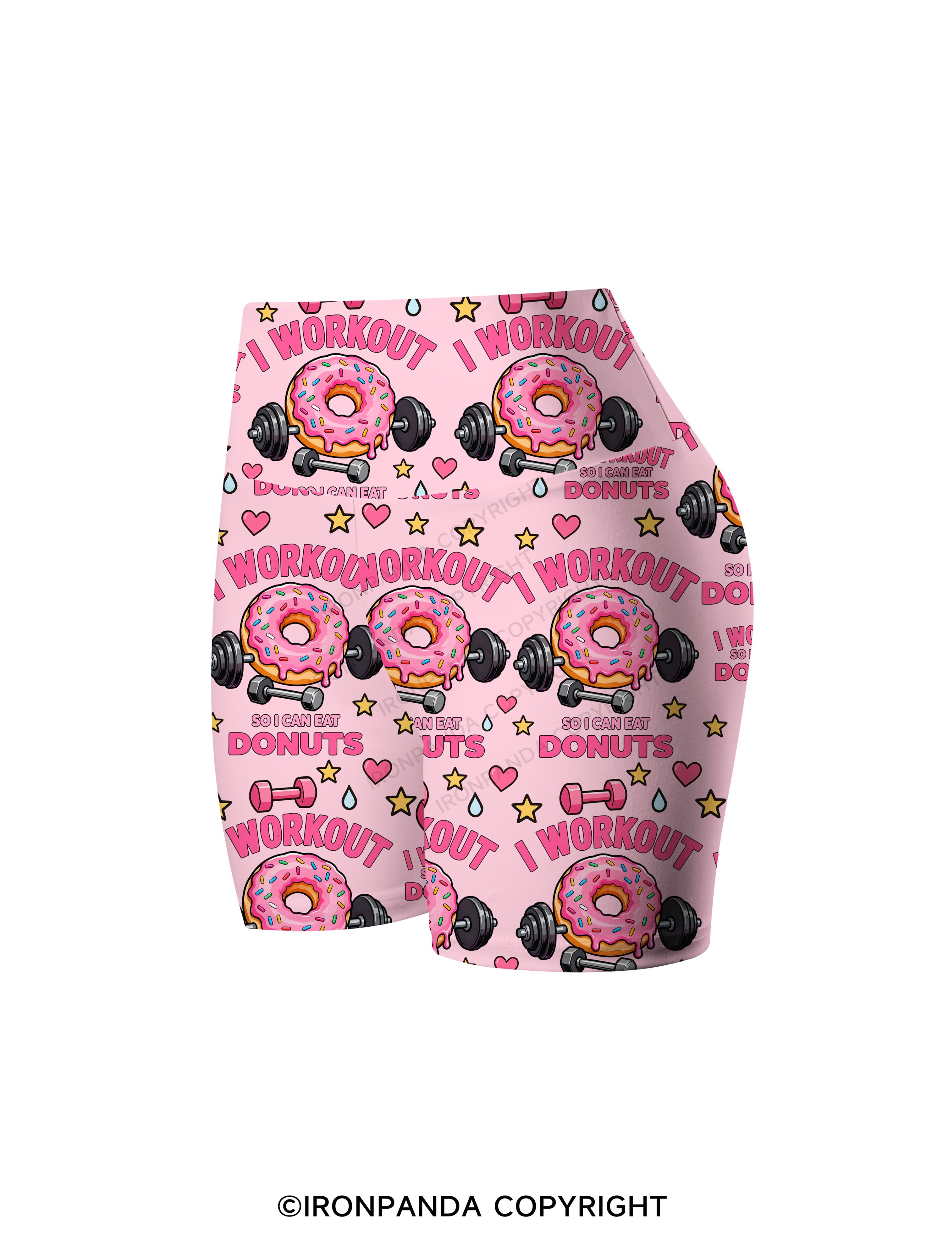I Workout So I Can Eat Donuts Printed Yoga Cycling Shorts