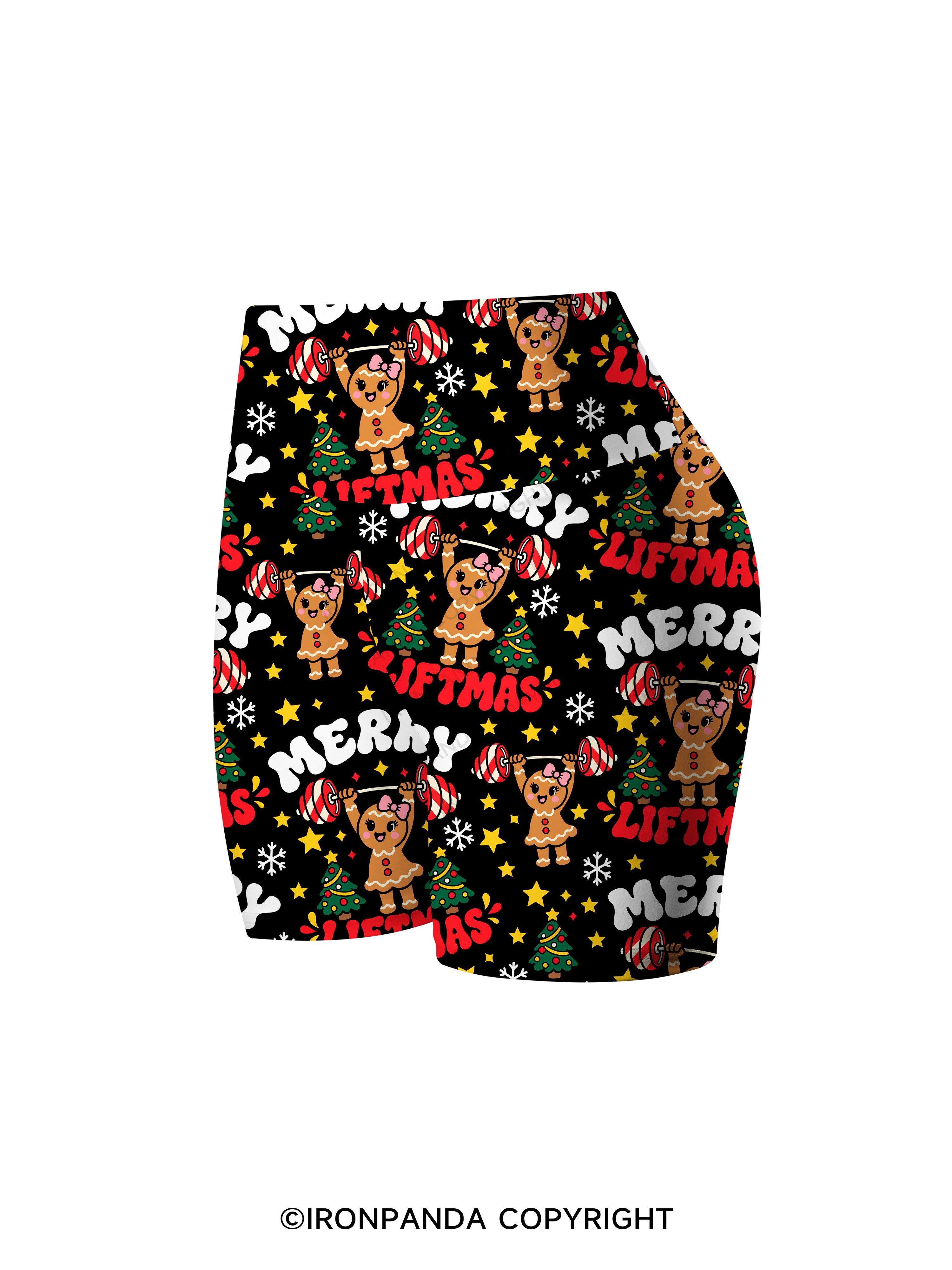 Merry Liftmas gingerbread  Printed Yoga Cycling Shorts