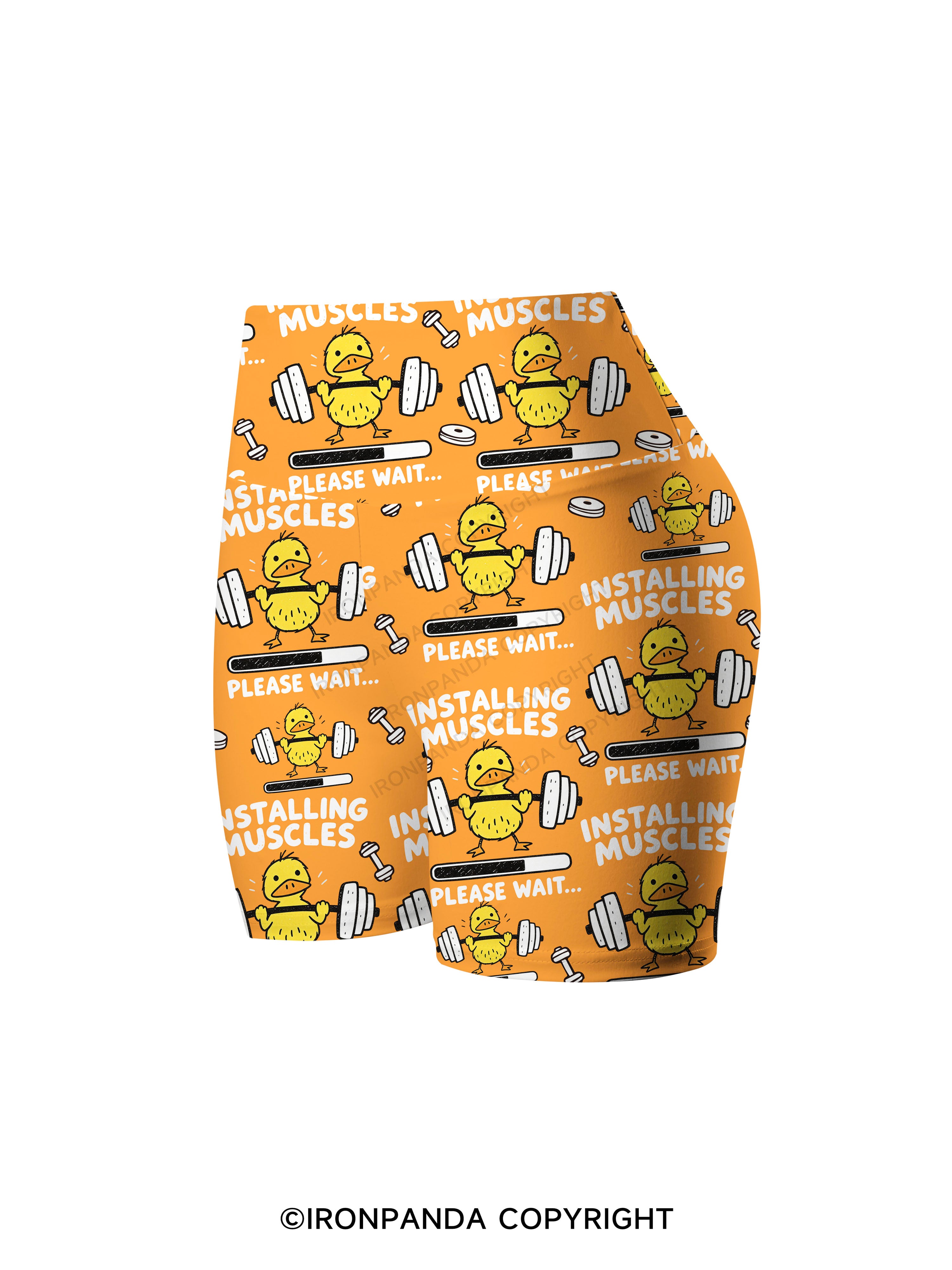INSTALLING MUSCLES PLEASE WAIT Printed Yoga Cycling Shorts