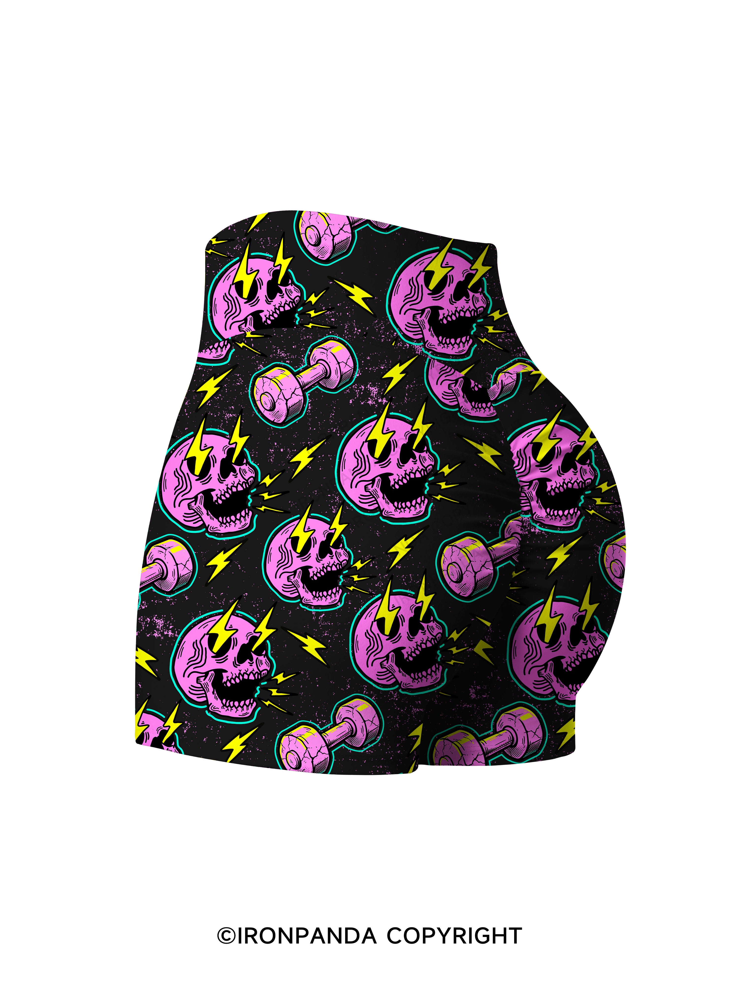 LIGHTNING SKELETON Printed Yoga Shorts