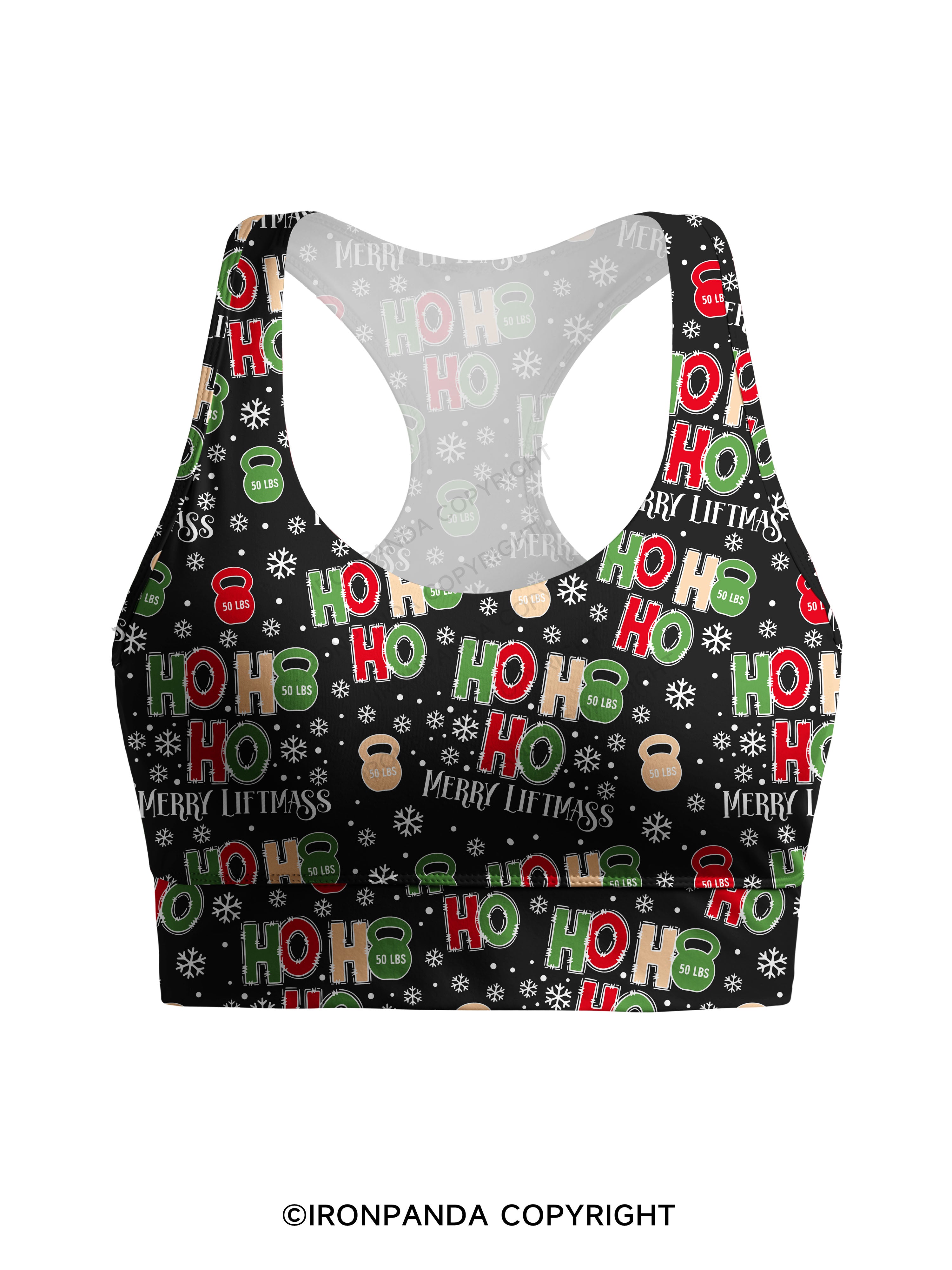 HOHOHO MERRY LIFTMASS Racerback Sports Bra