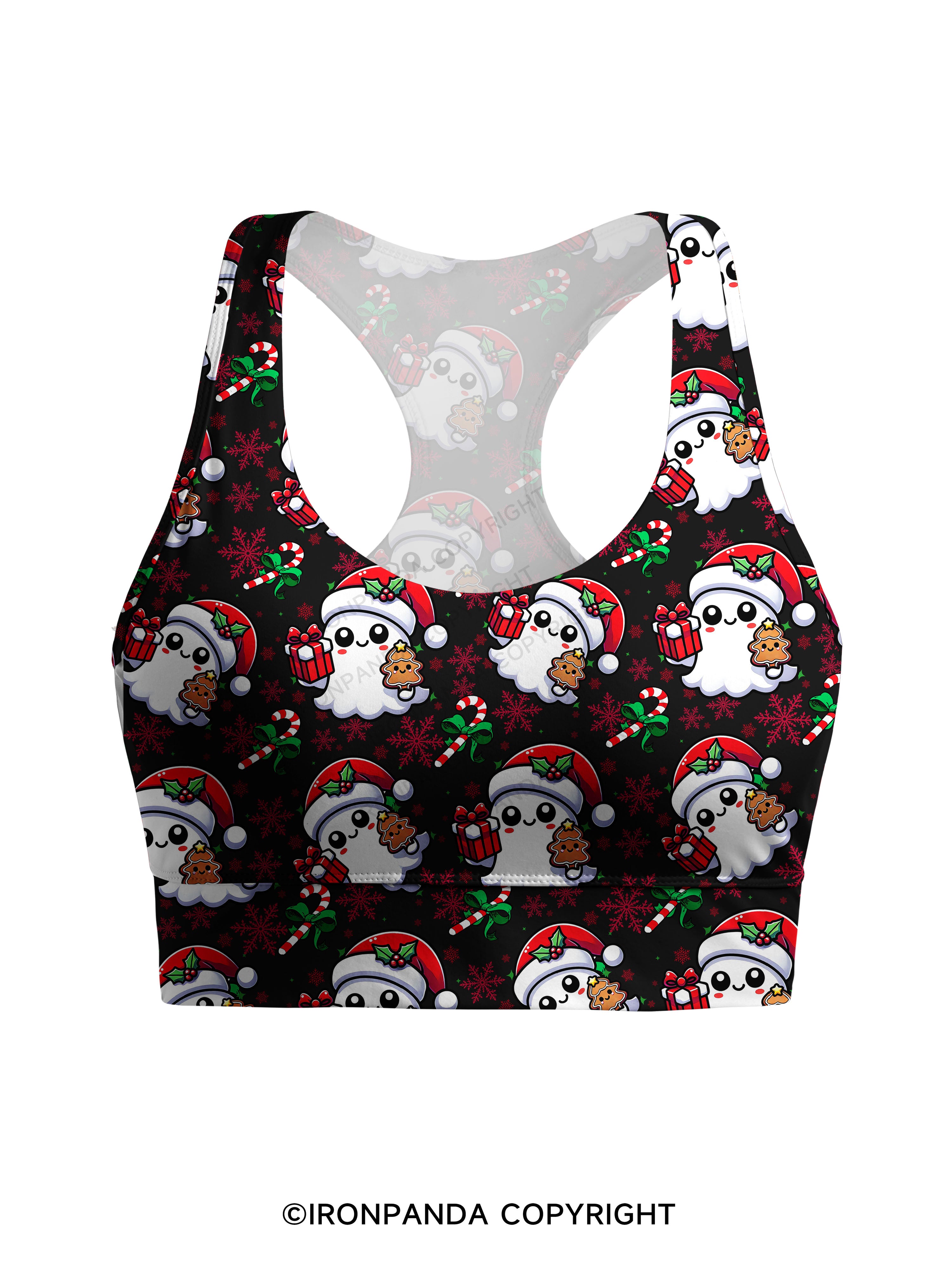 SPOOKY SPIRITS SPREADING CHRISTMAS CHEER! Racerback Sports Bra
