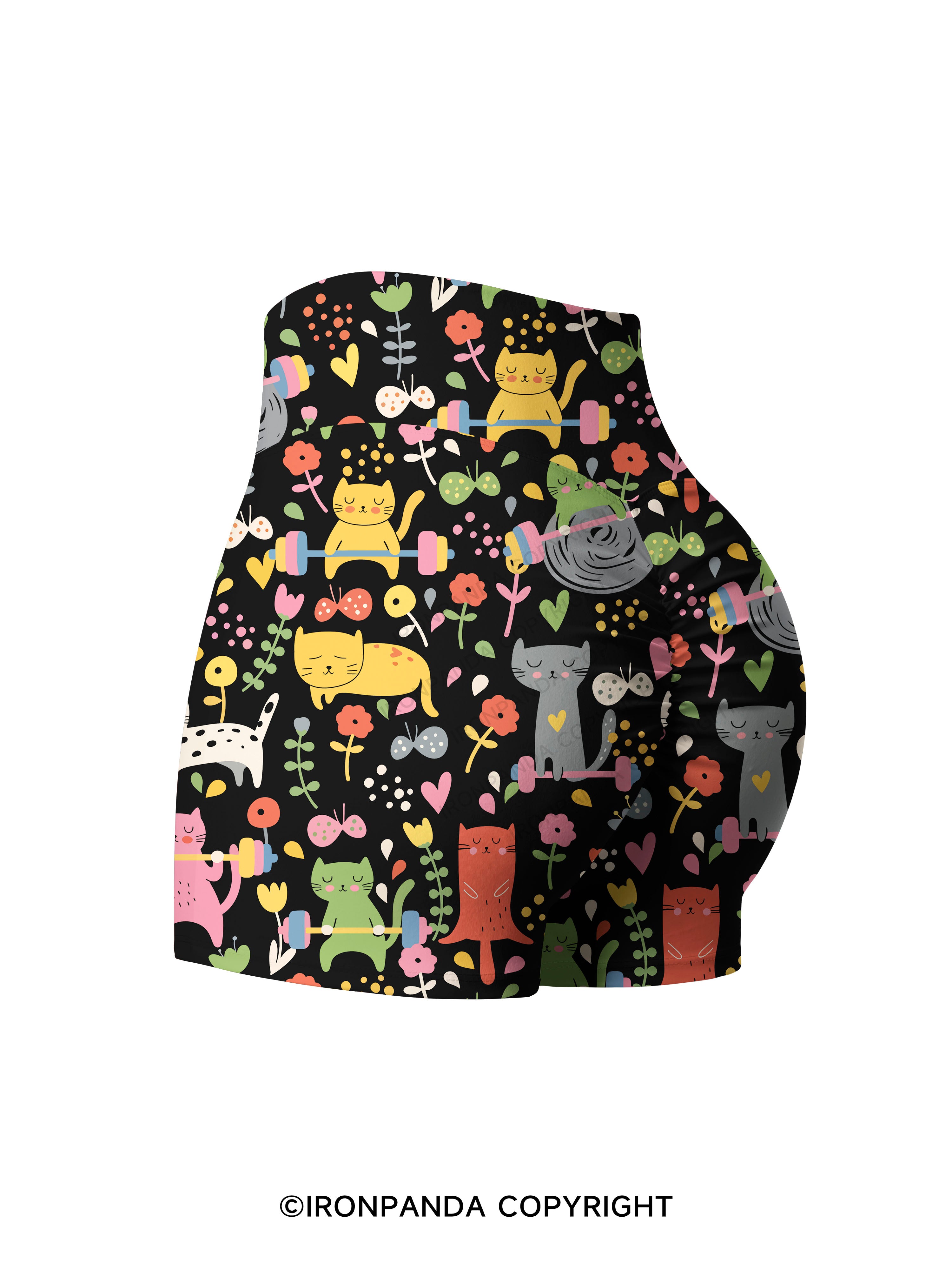 Cats Lift Heavy Printed Yoga Shorts