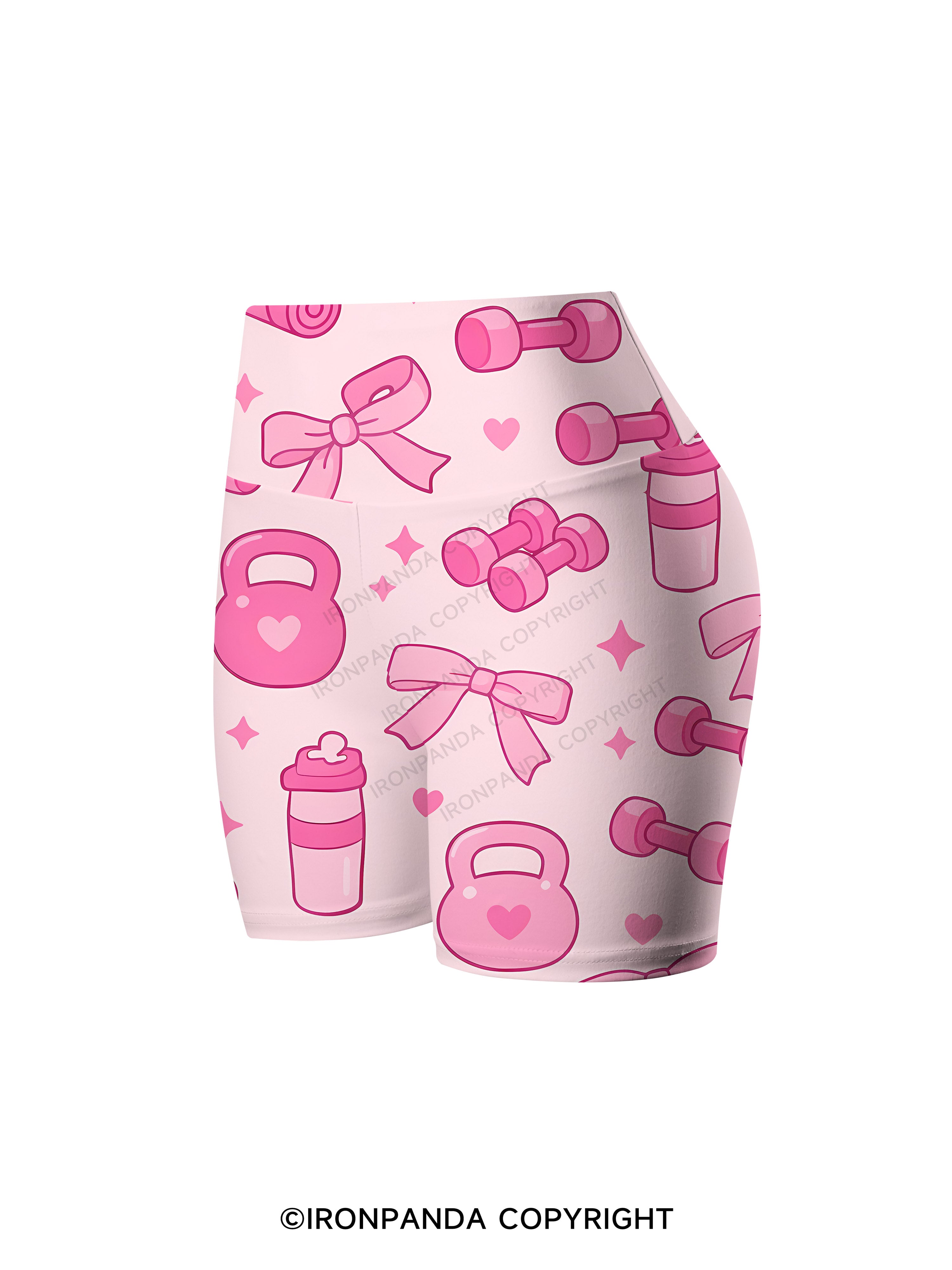 Bow Dumbbell Kettlebell Printed Yoga Cycling Shorts
