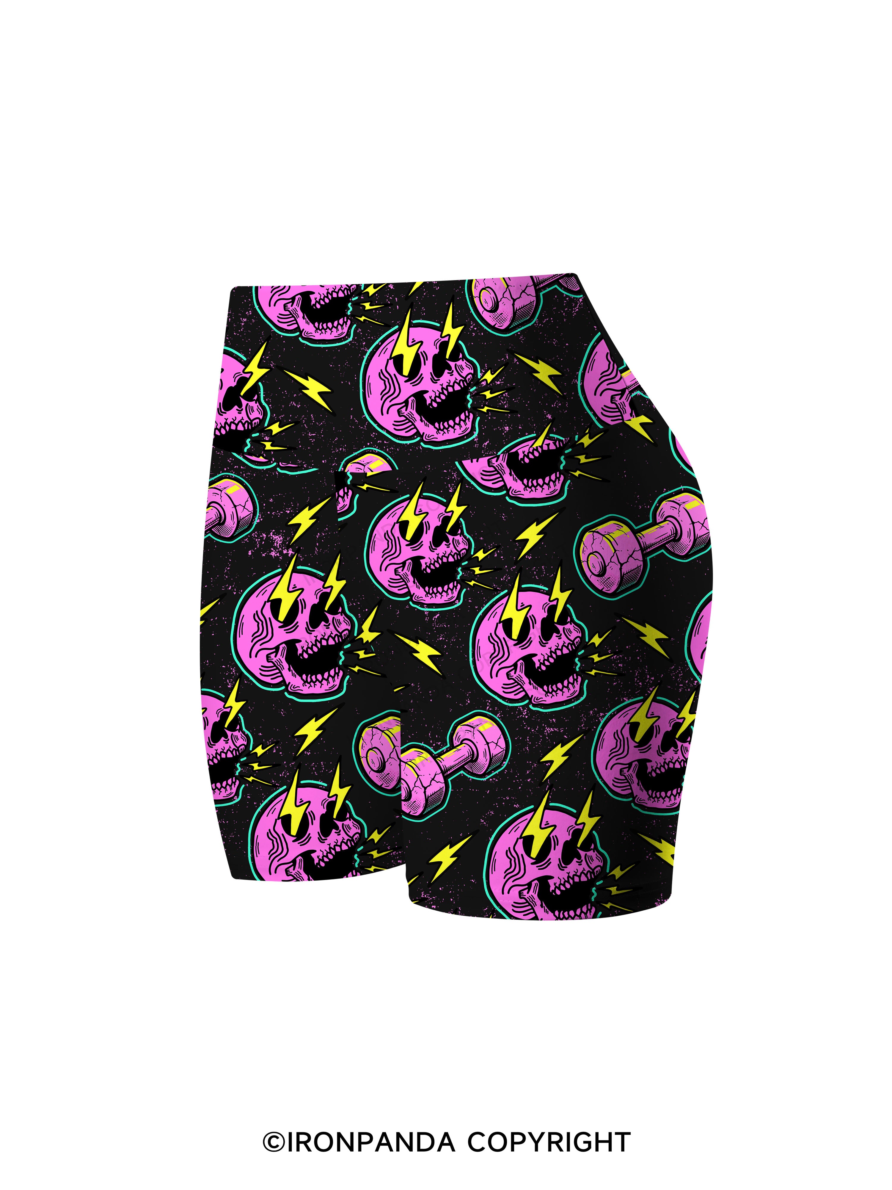 LIGHTNING SKELETON Printed Yoga Cycling Shorts