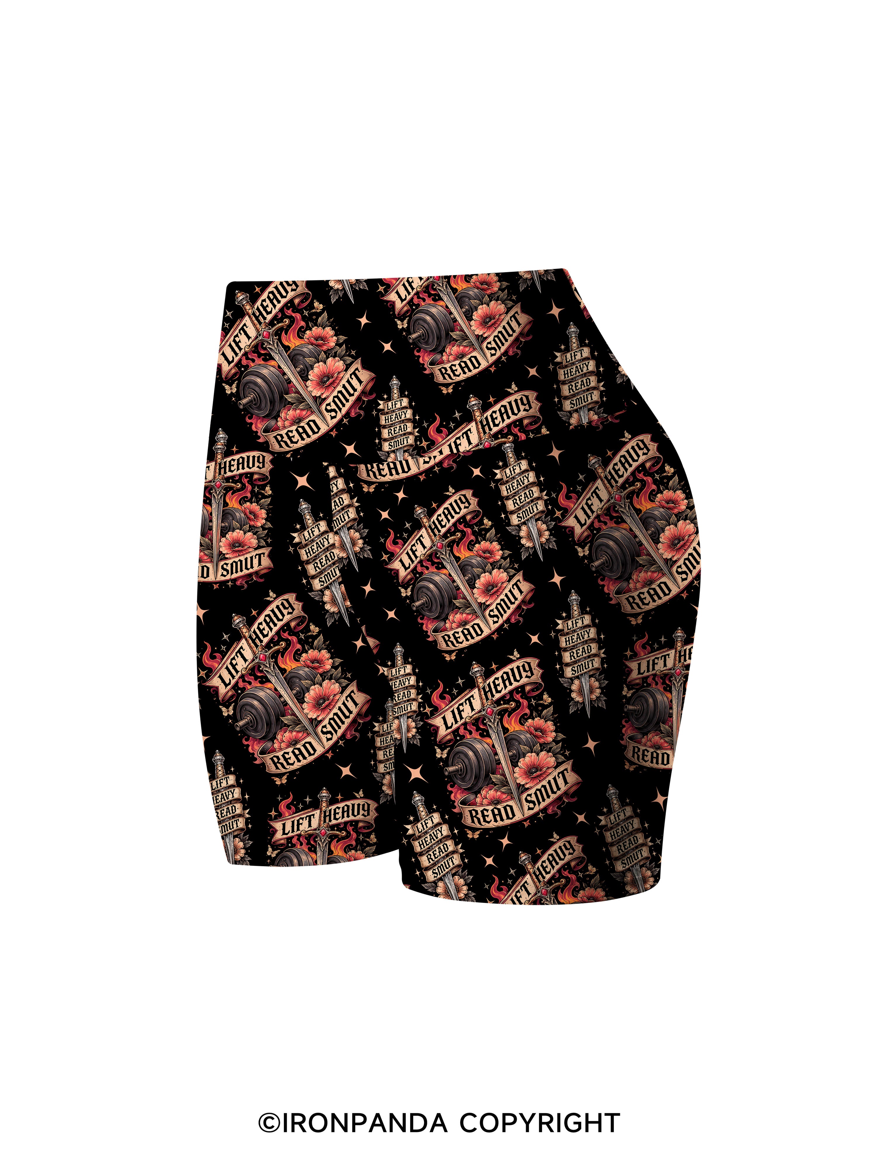 Lift Heavy Read Smut Printed Yoga Cycling Shorts