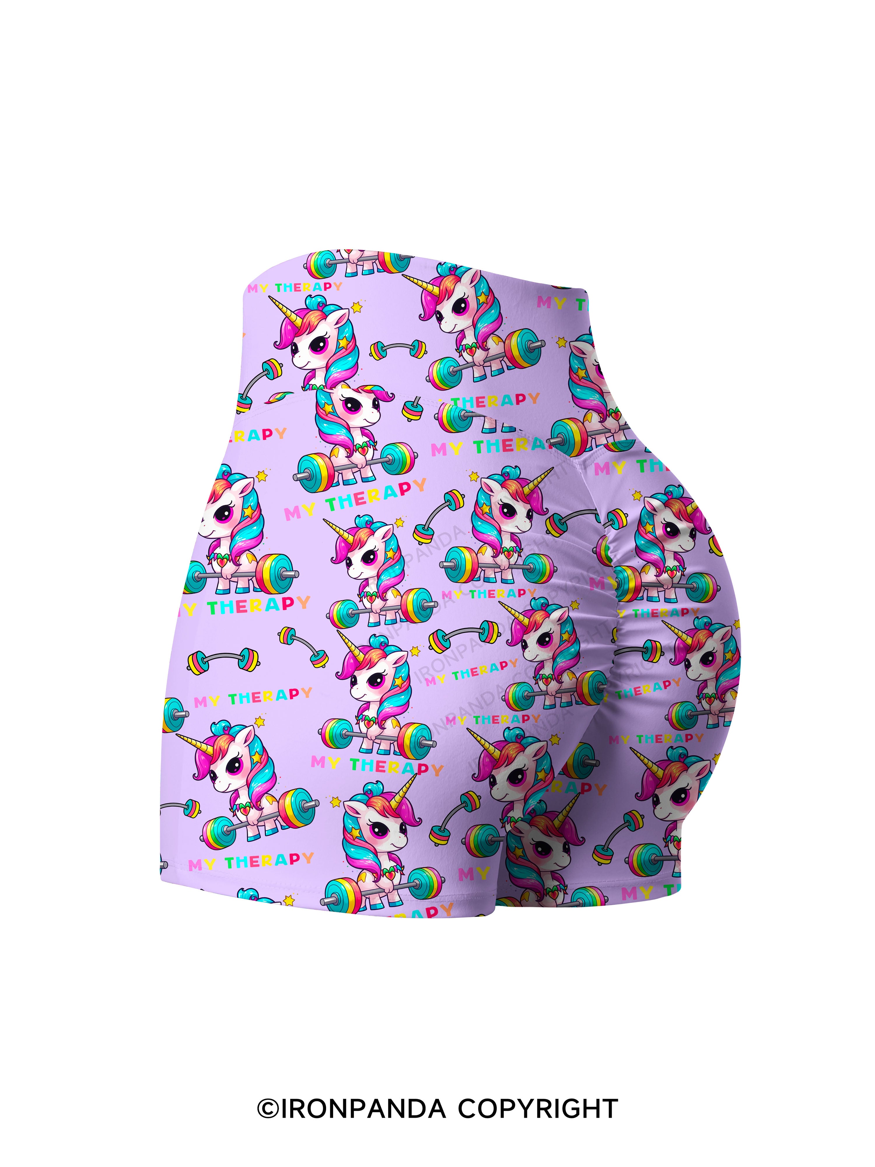 UNICORN MY THERAPY Printed Yoga Shorts