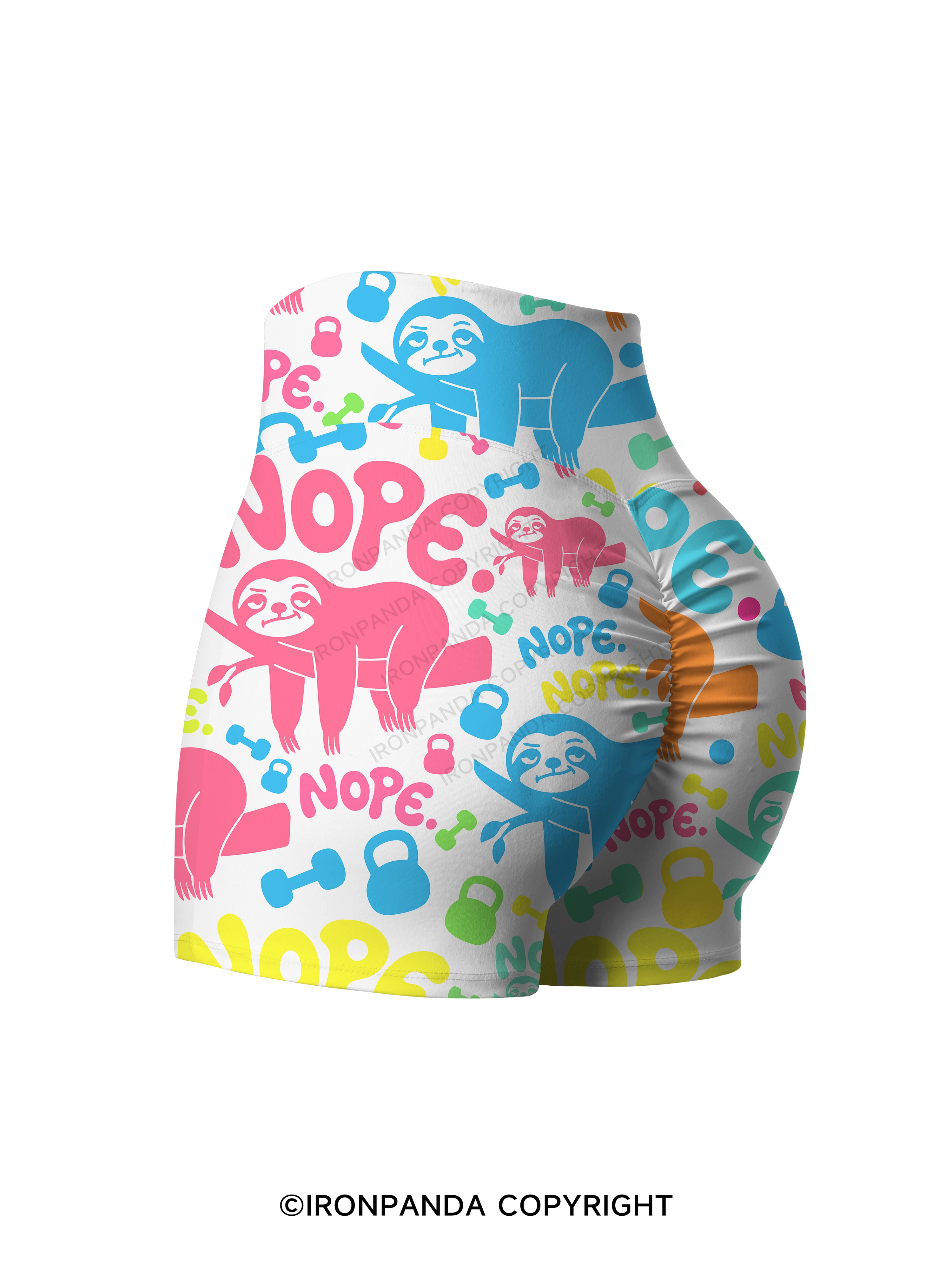 NO TODAY SLOTH Printed Yoga Shorts