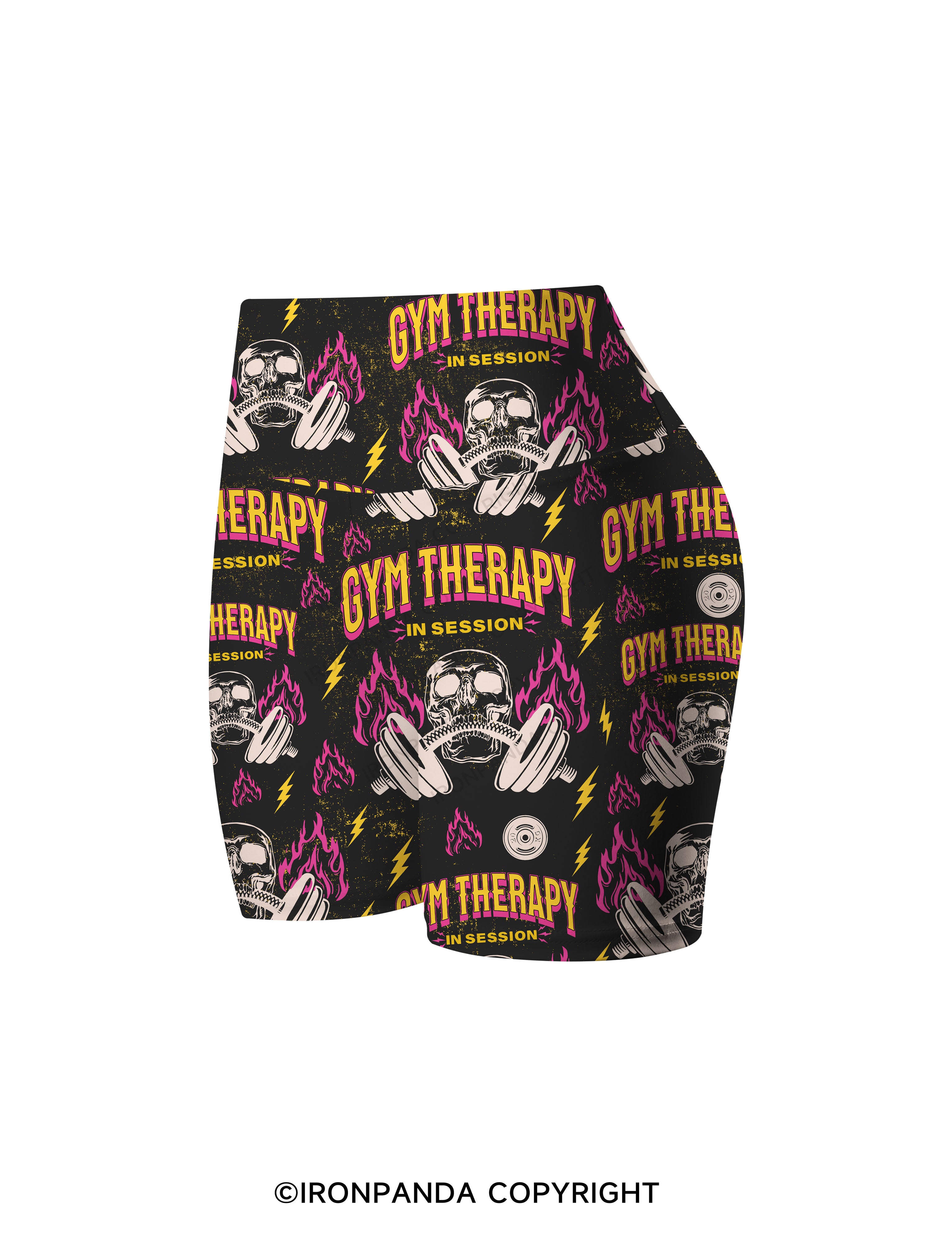 GYM THERAPY IN SESSION SKELETON Printed Yoga Cycling Shorts