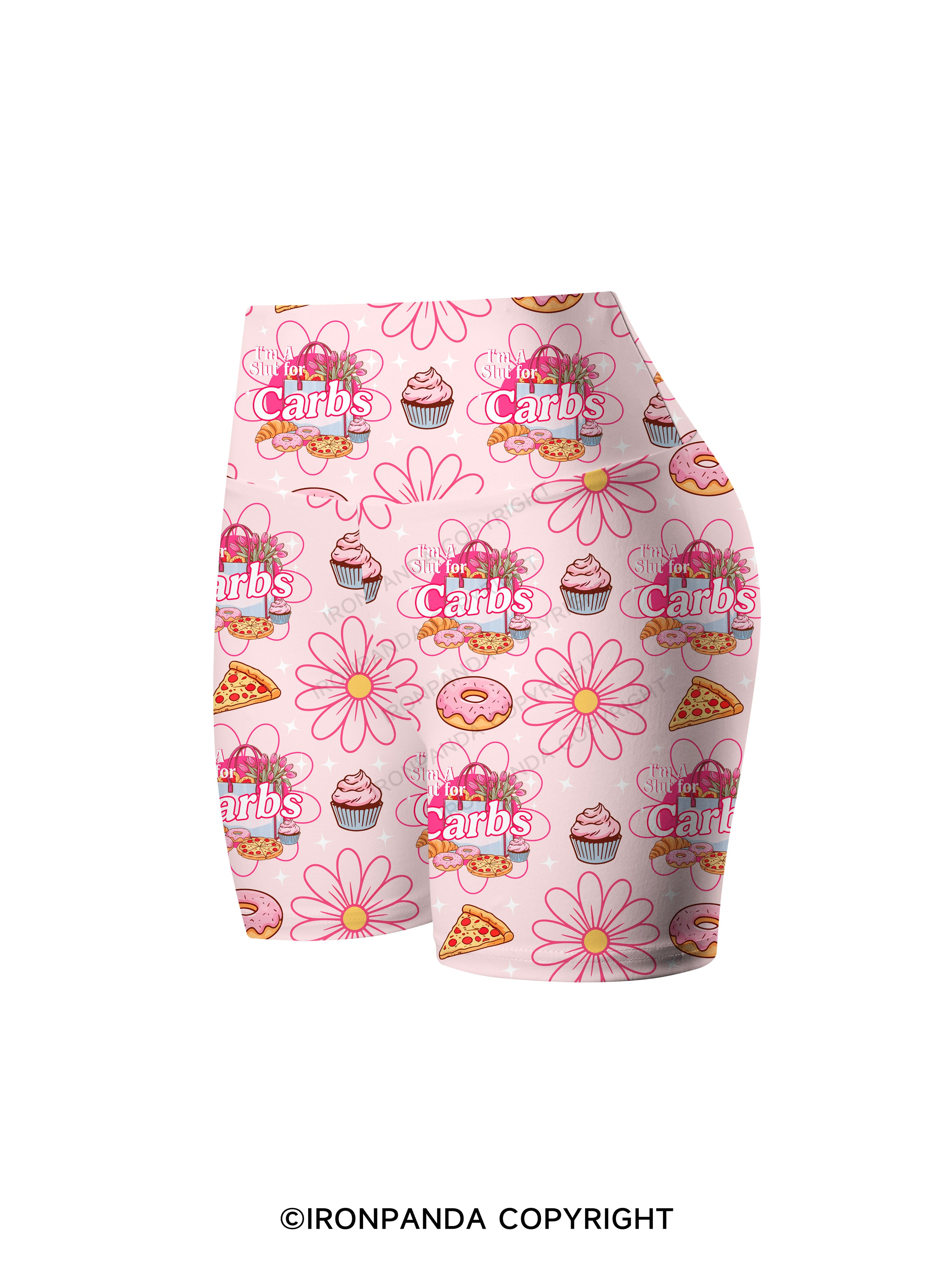 I'M A SLUT FOR CARBS Printed Yoga Cycling Shorts