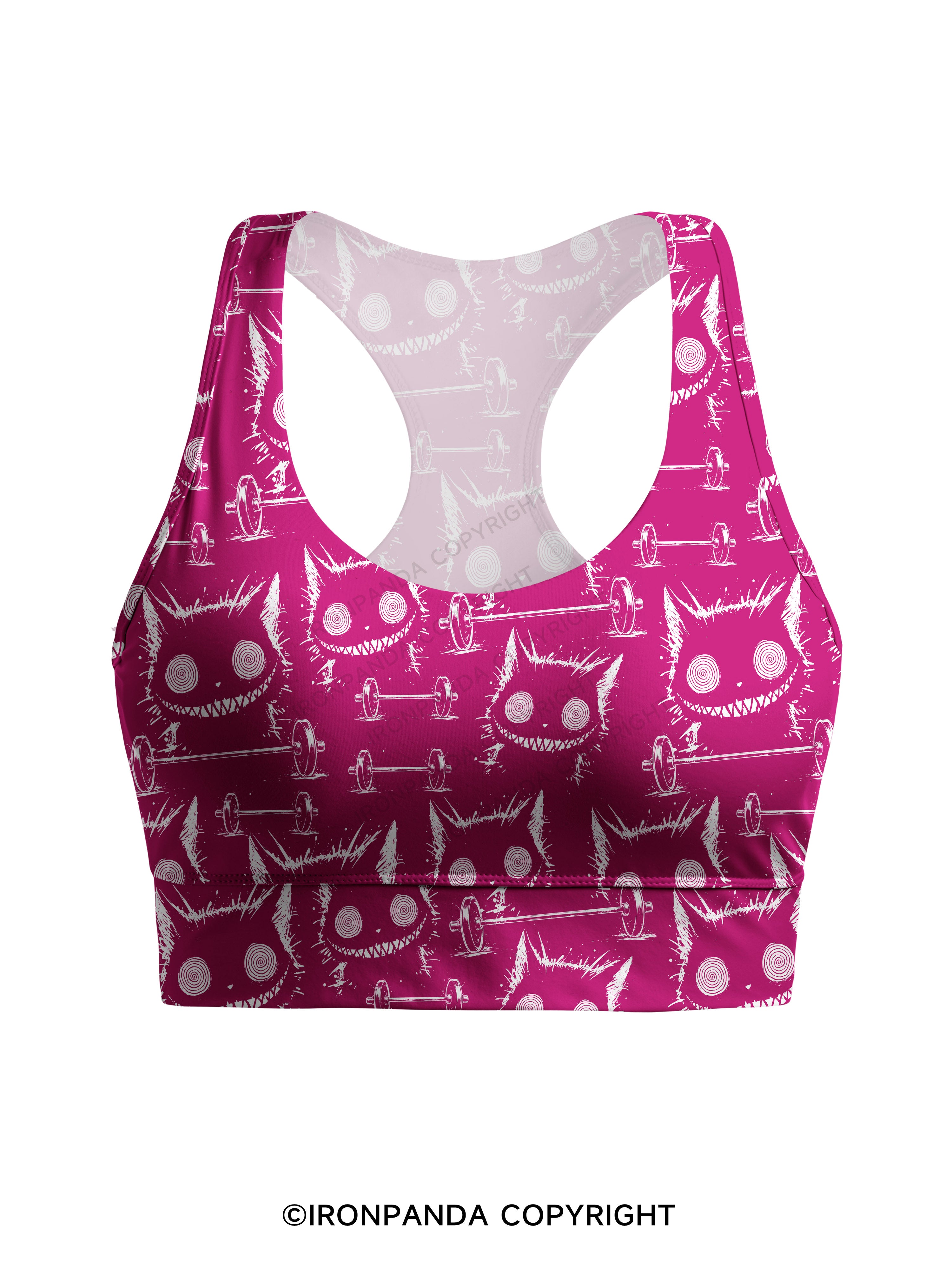 Creepy Cute Cat Racerback Sports Bra