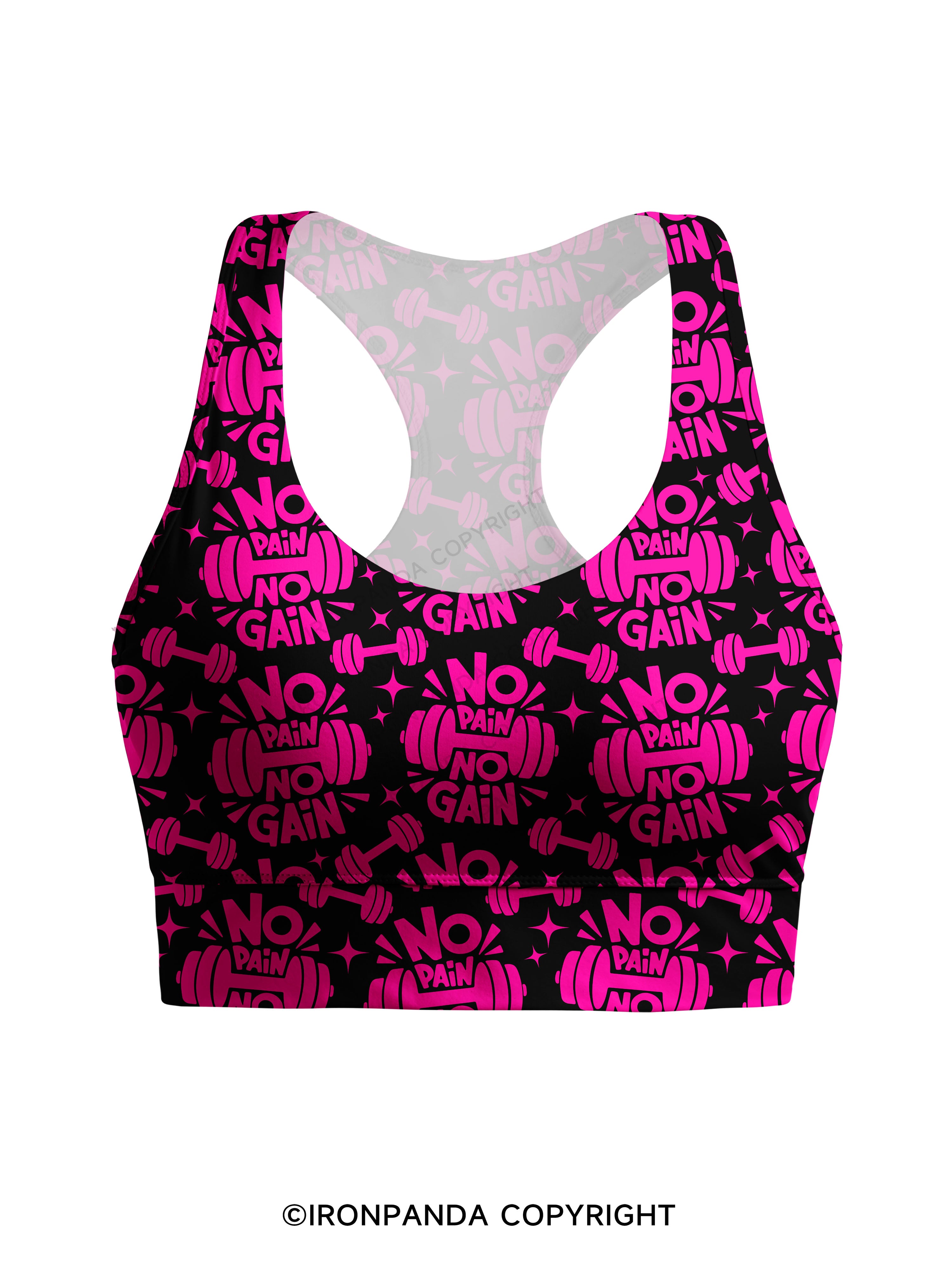 No Pain No Gain Racerback Sports Bra