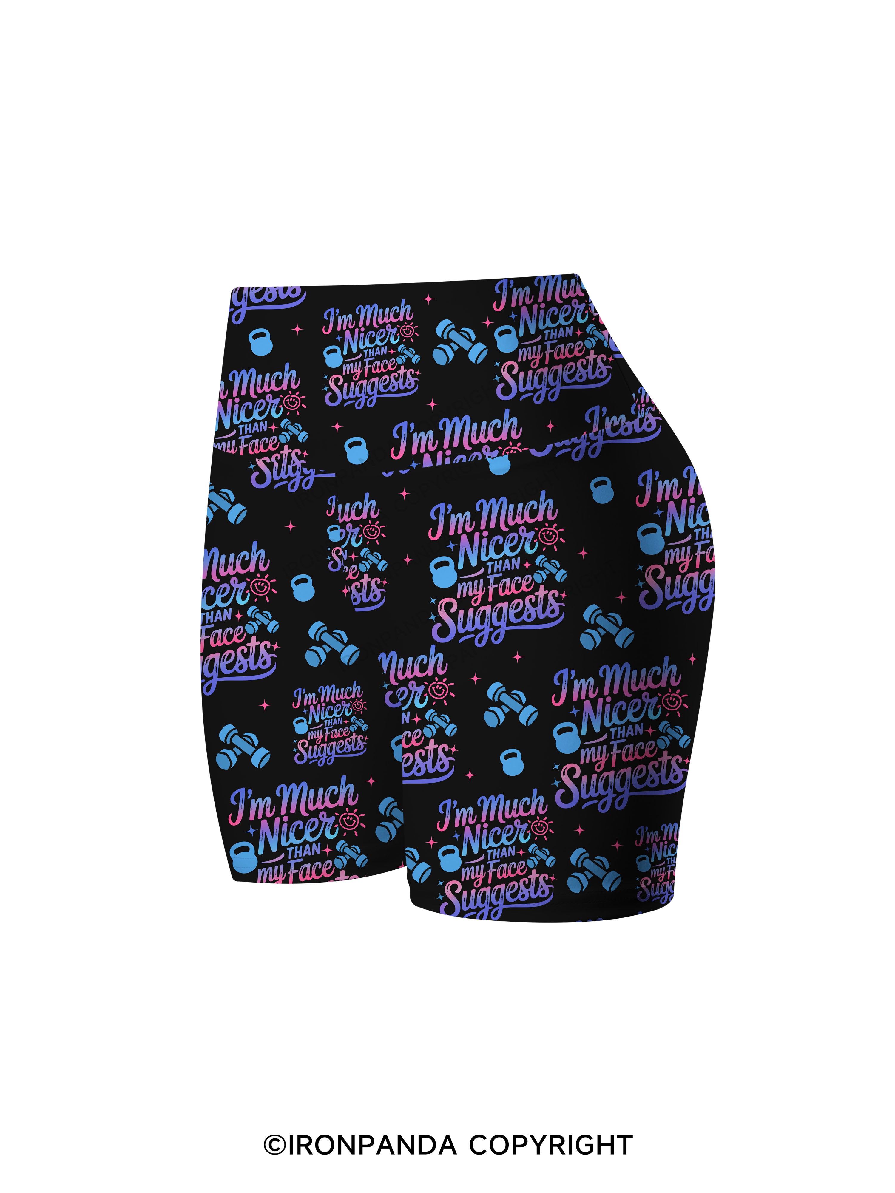 i'm much nicer than my face suggests Printed Yoga Cycling Shorts