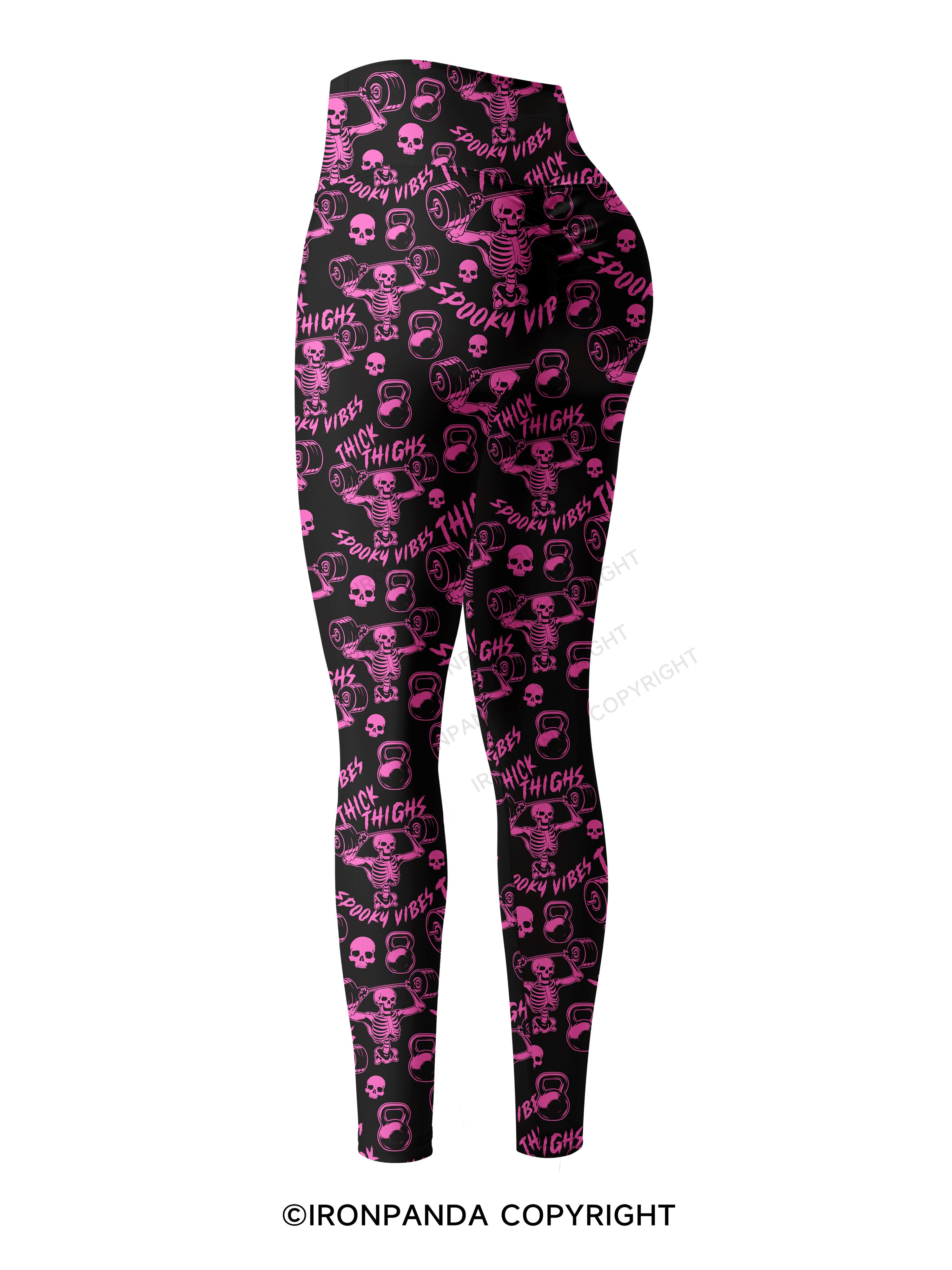 Thick Thighs Spooky Vibes Printed Yoga Pants