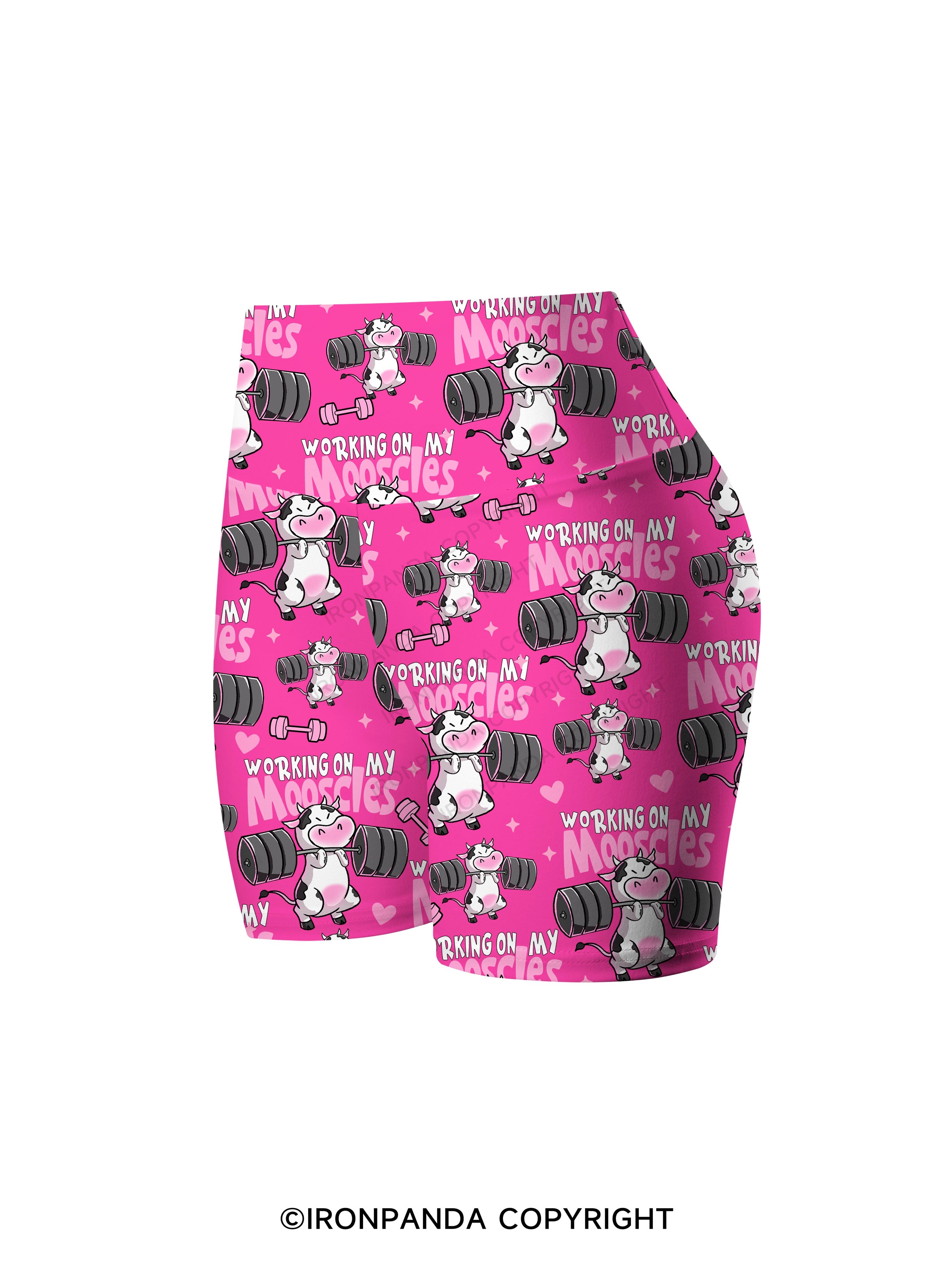 WORKING ON MY MOOSCLES Printed Yoga Cycling Shorts