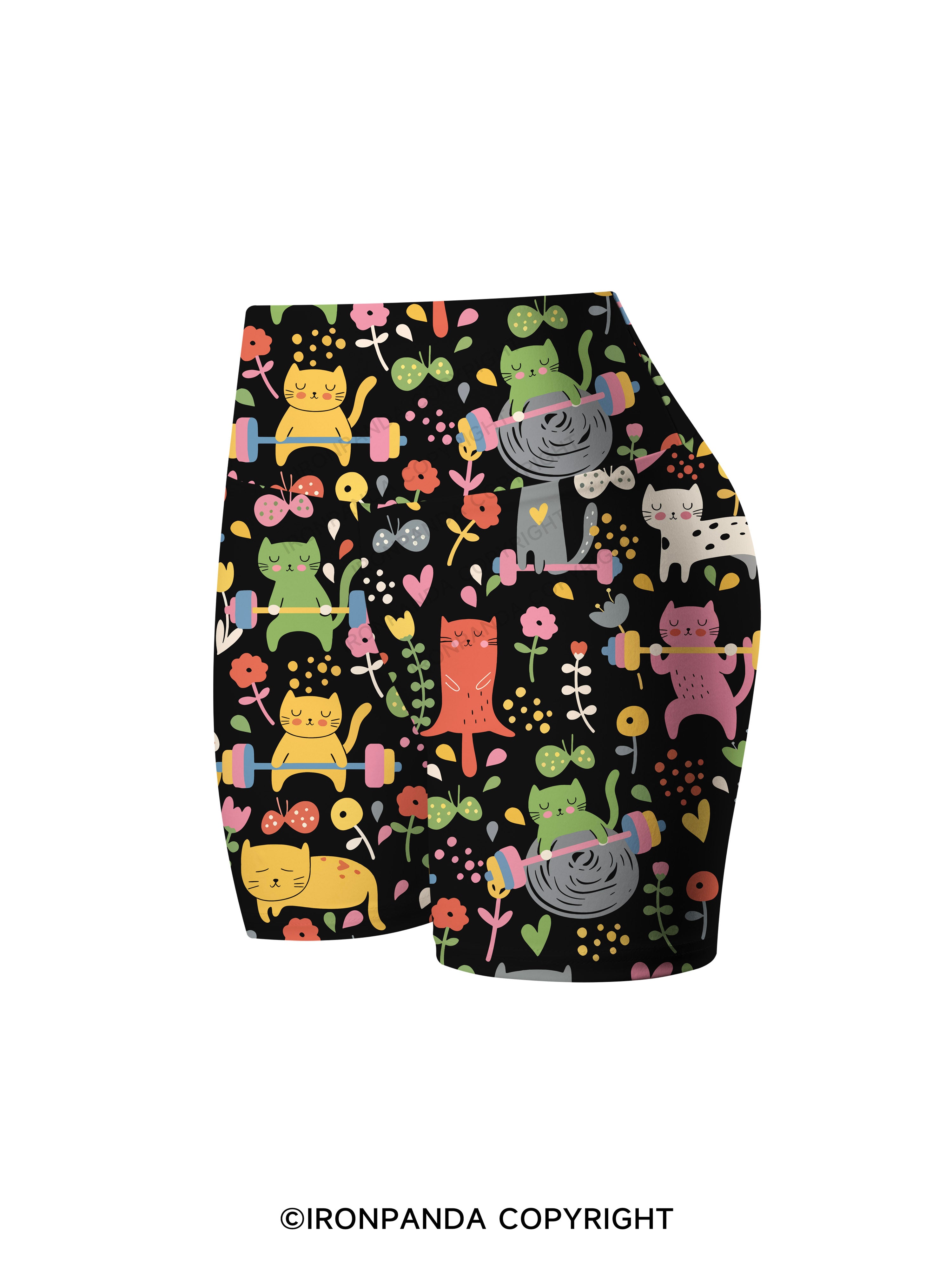 Cats Lift Heavy Printed Yoga Cycling Shorts