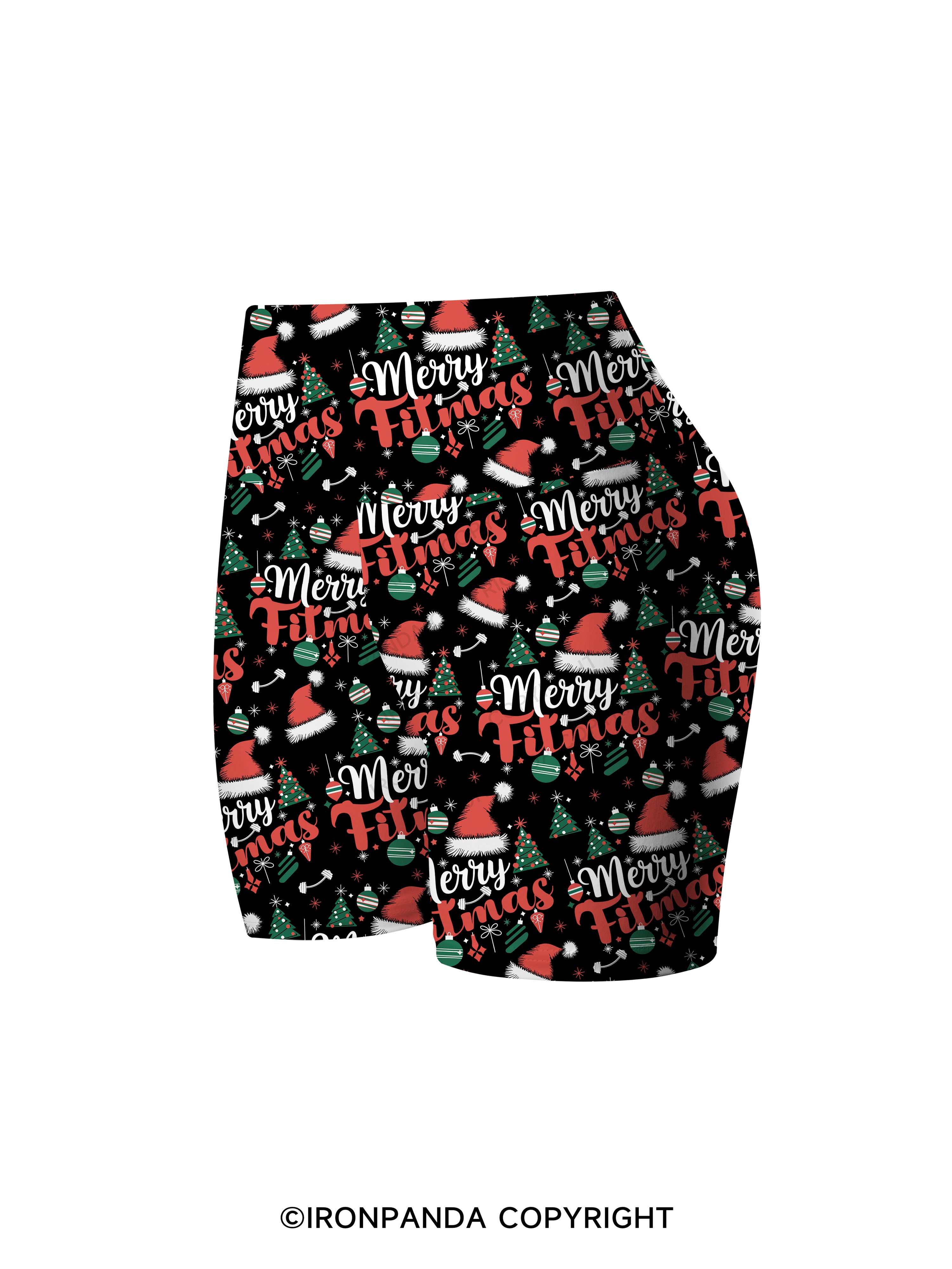 Merry Fitmas Printed Yoga Cycling Shorts
