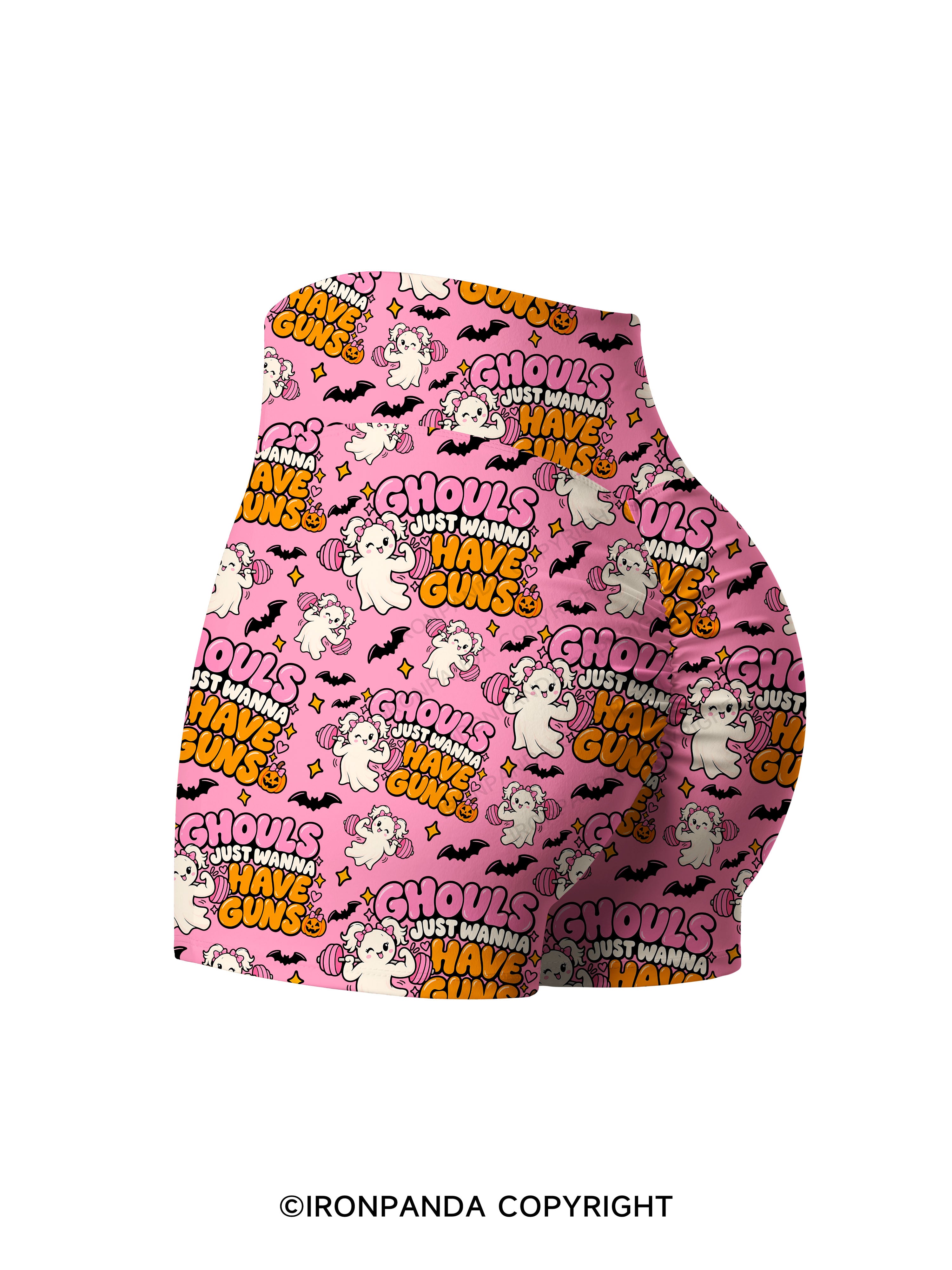 GHOULS JUST WANNA HAVE GUNS Printed Yoga Shorts