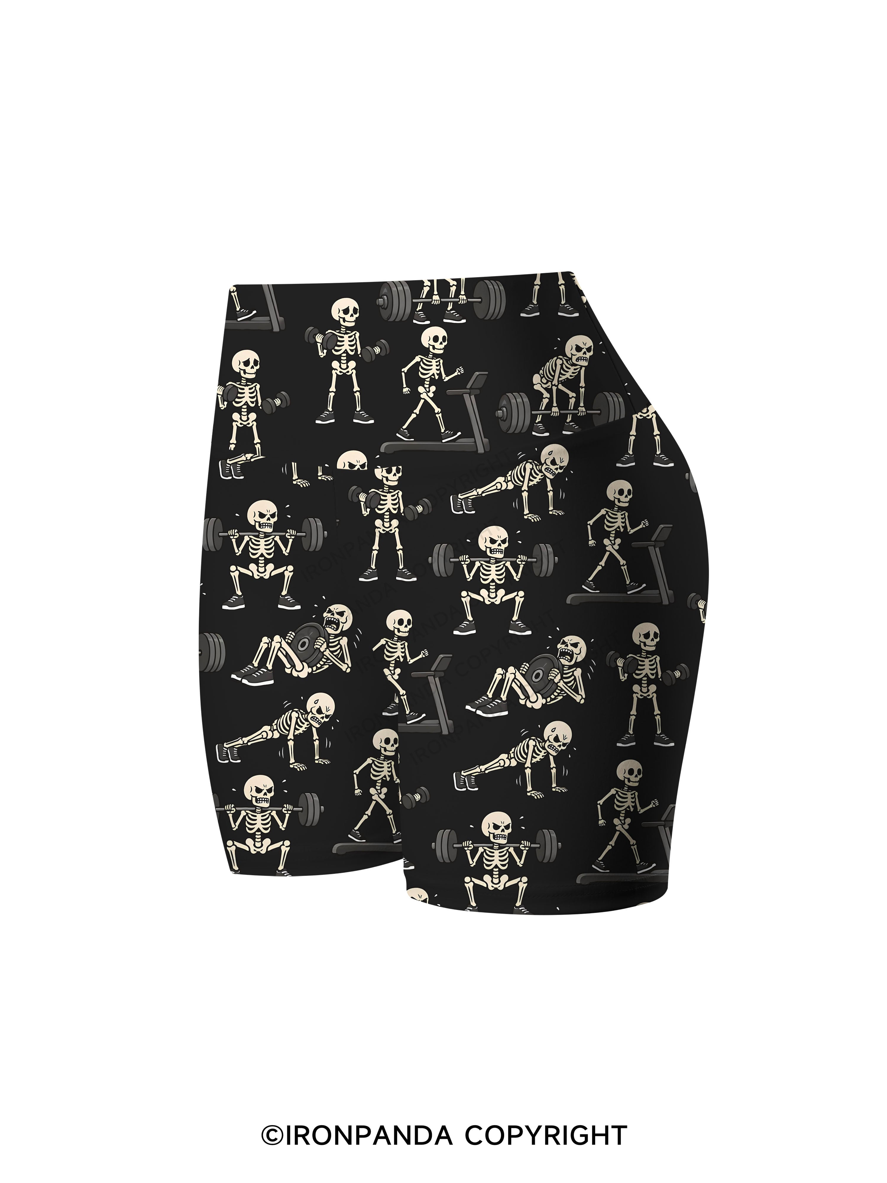 Pain Scale Skeleton Printed Yoga Cycling Shorts