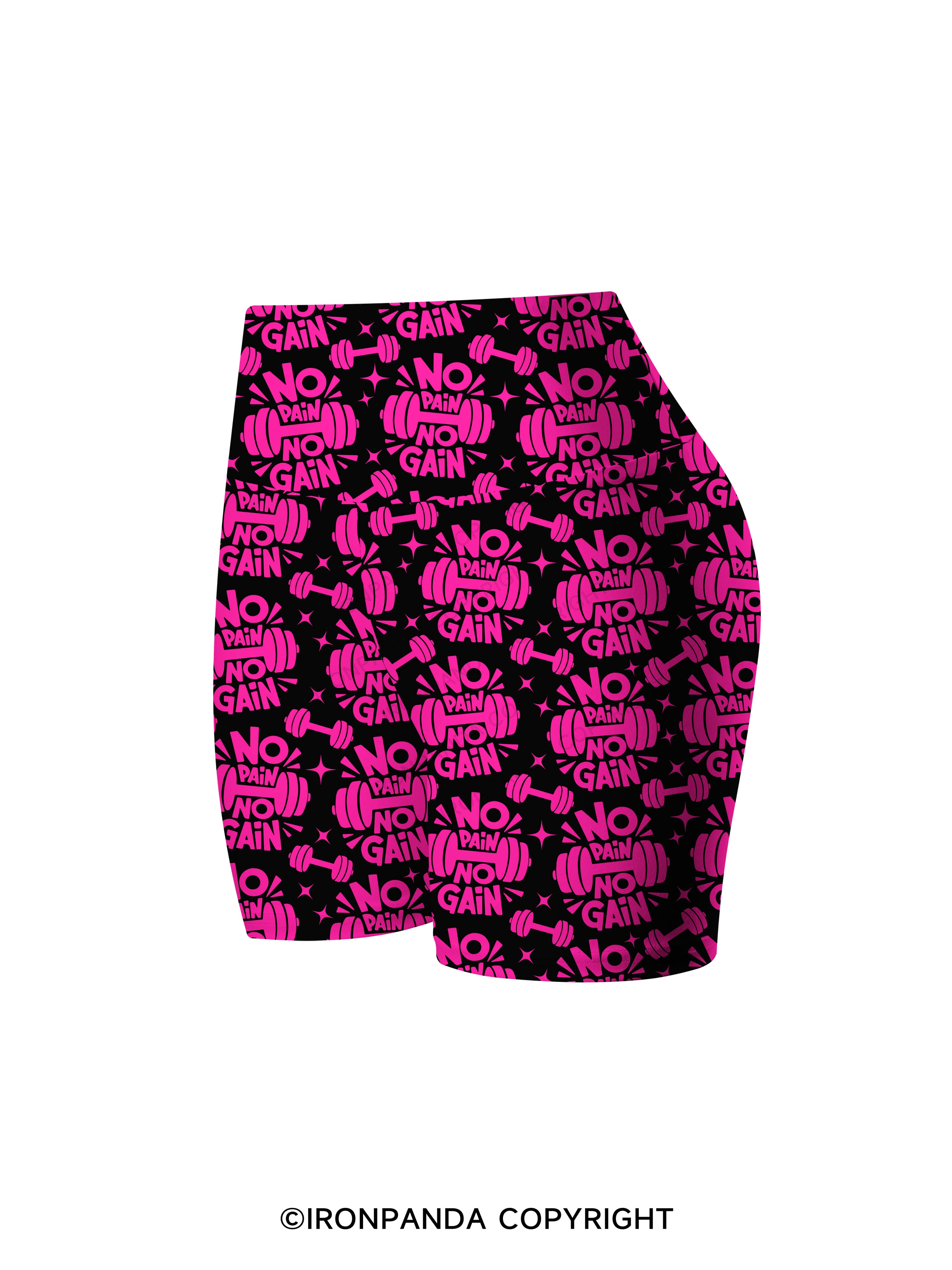 No Pain No Gain Printed Yoga Cycling Shorts