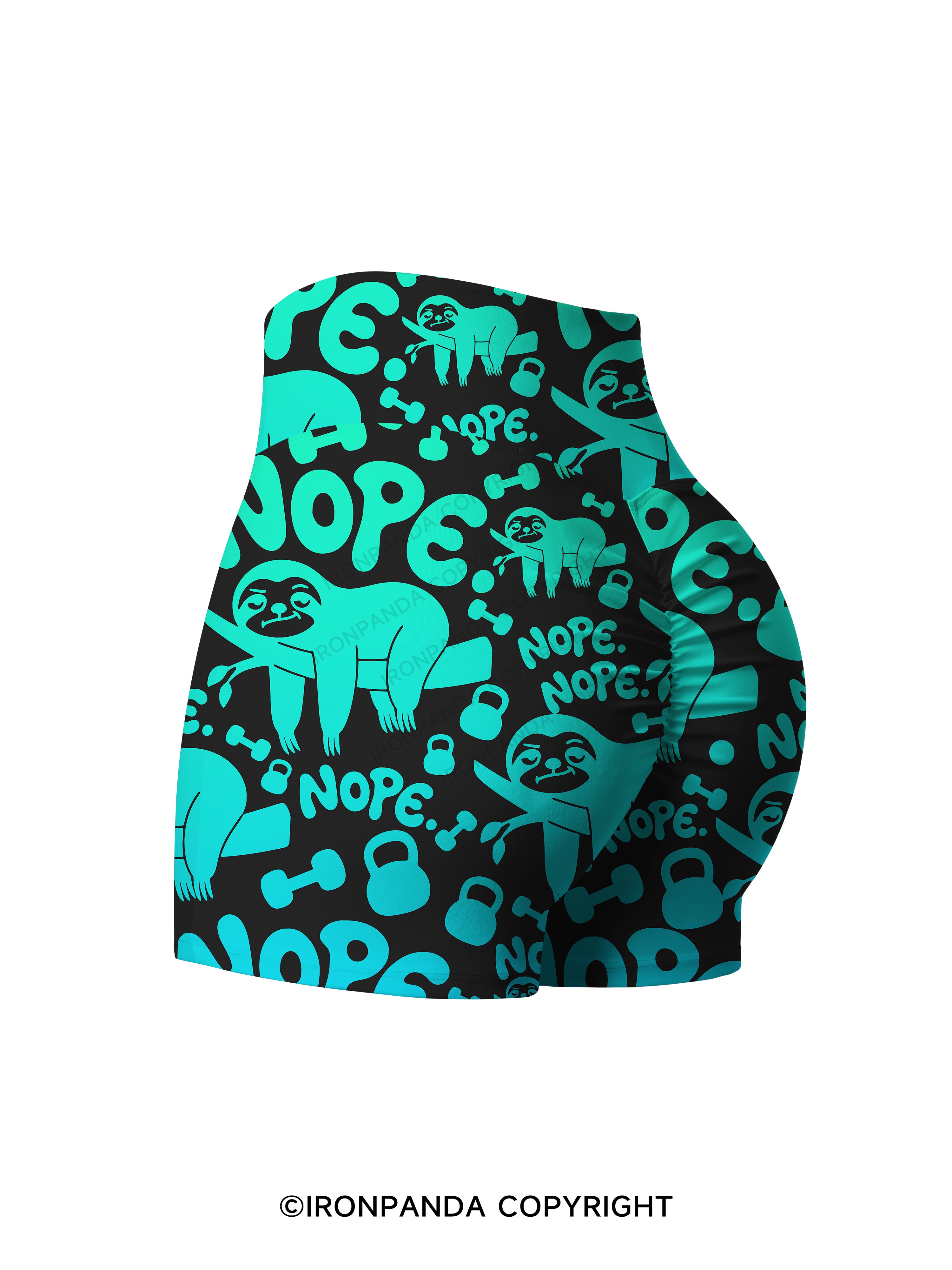 NO TODAY SLOTH FUNNY Printed Yoga Shorts