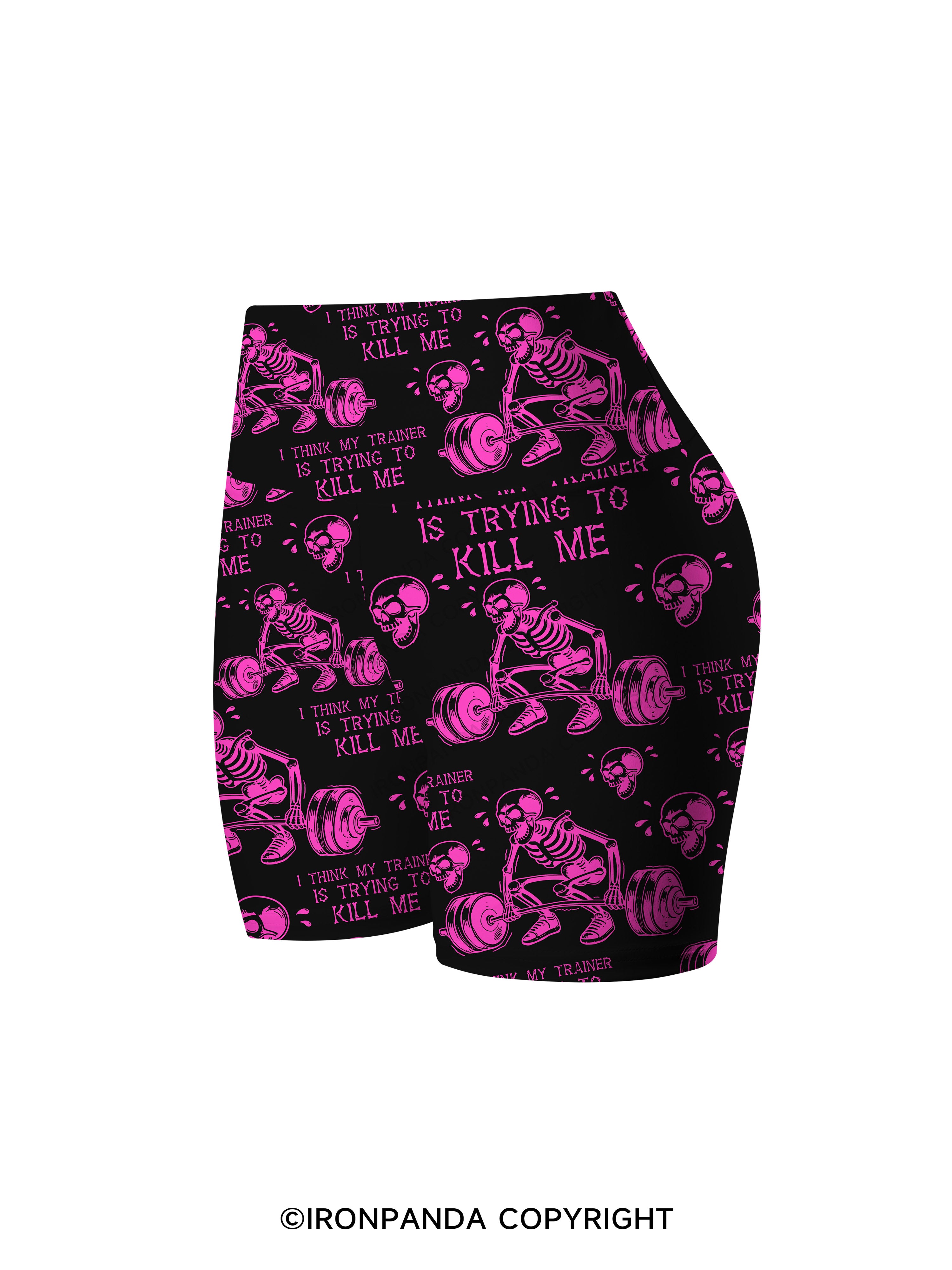 I Think My Trainer Is Trying To Kill Me Printed Yoga Cycling Shorts