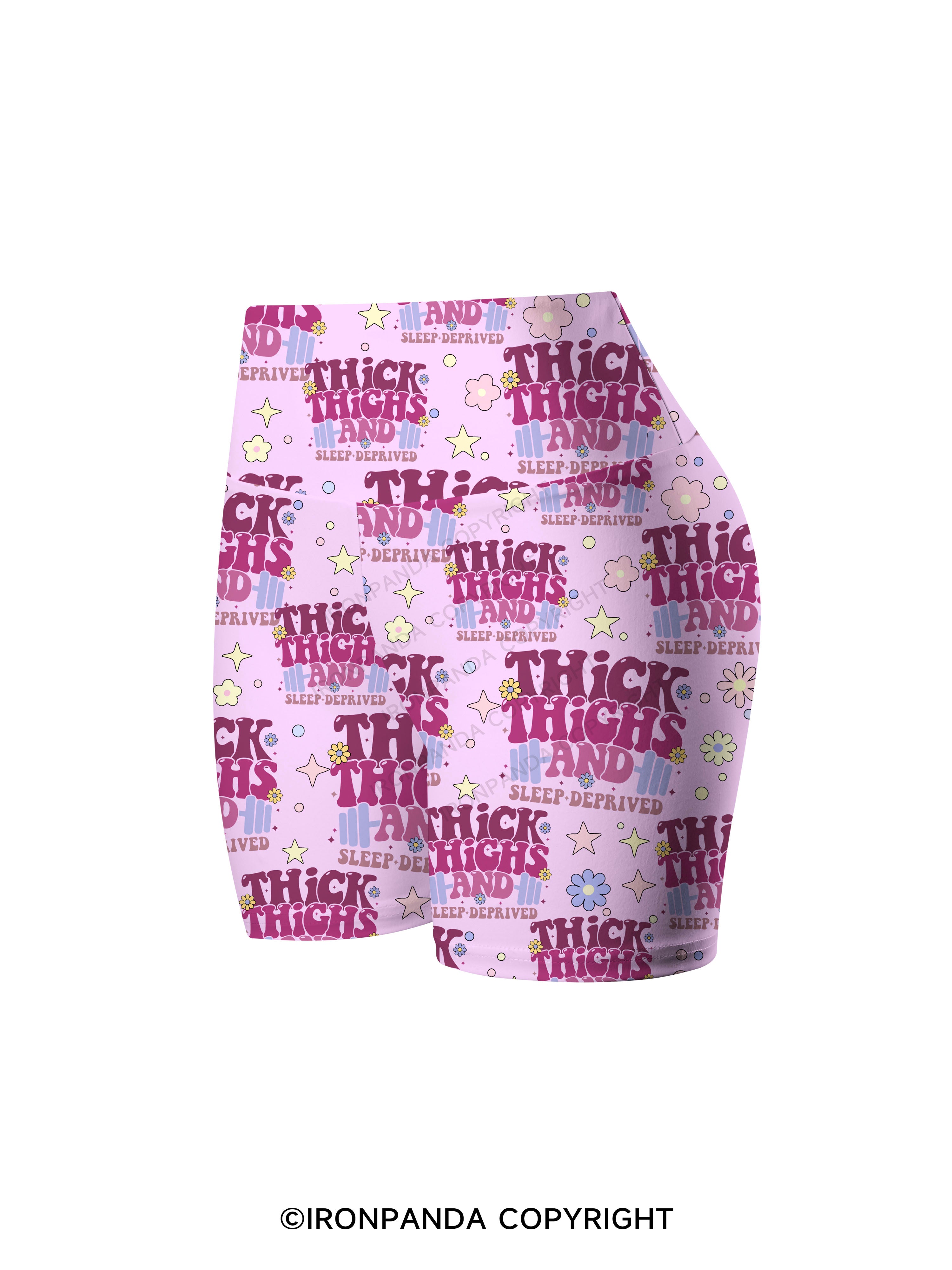 Thick Thighs And Sleep Deprived Printed Yoga Cycling Shorts