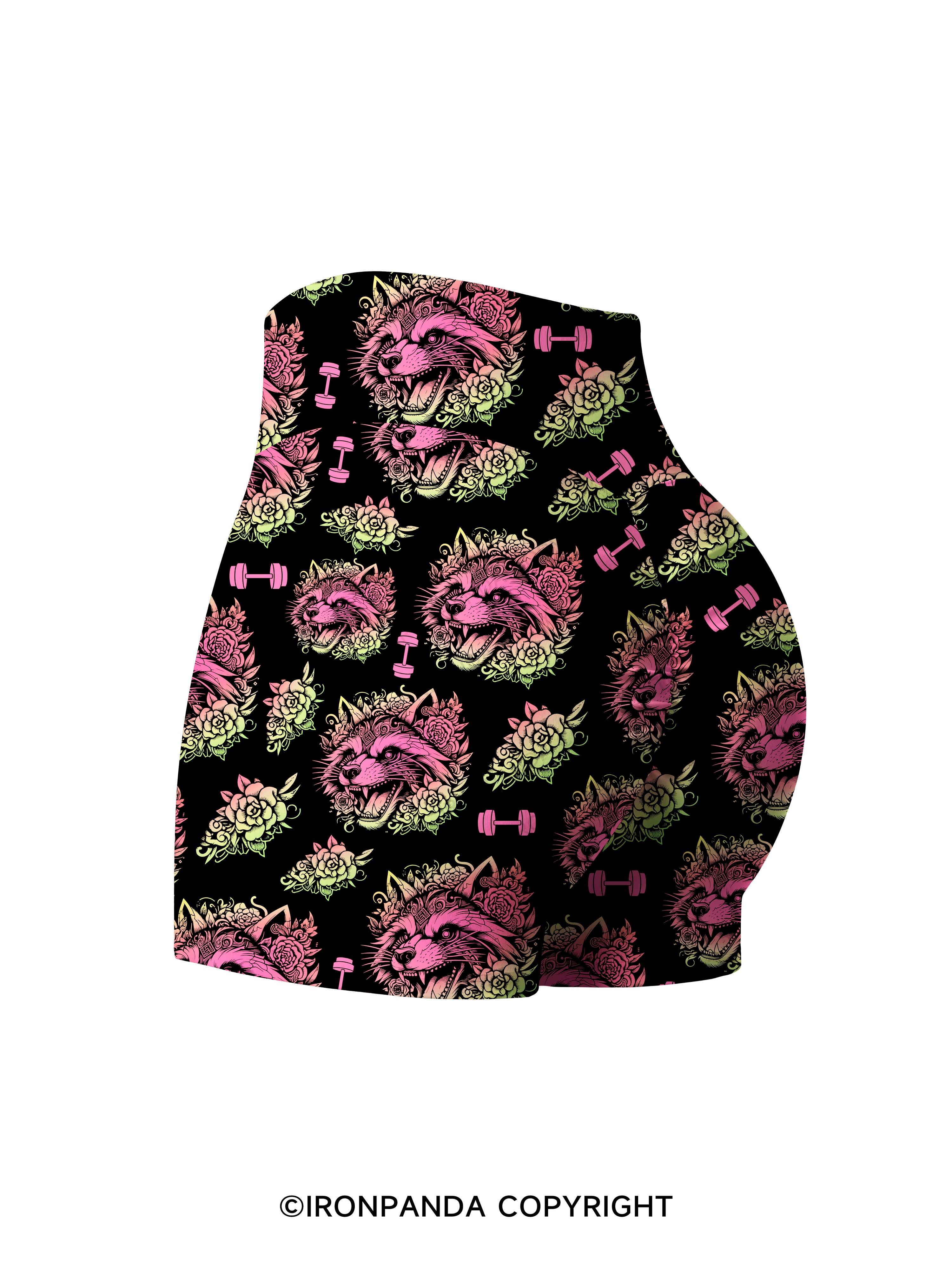 Raccoon Tattoo Print Fitness Printed Yoga Shorts