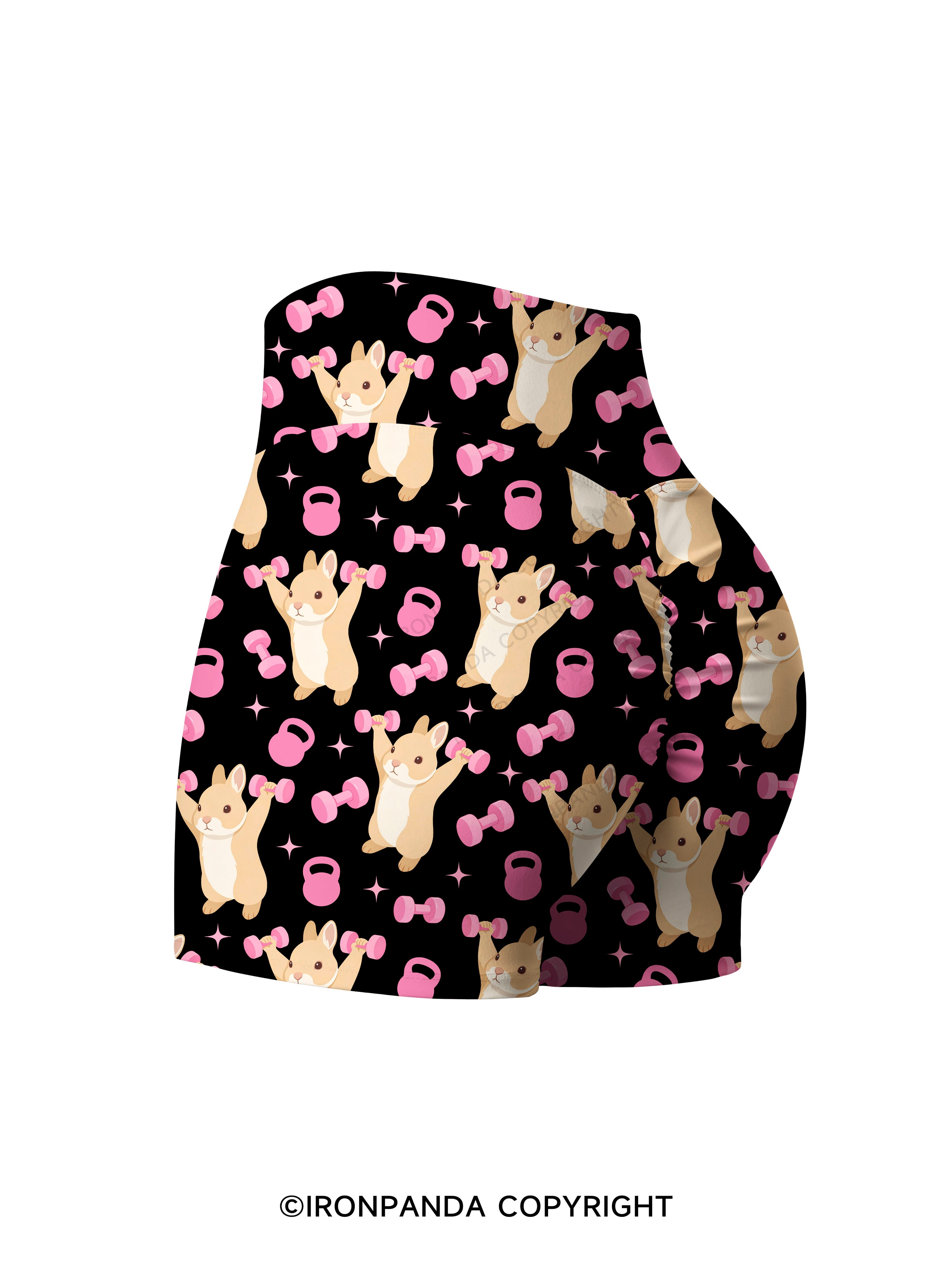 I AM A STRONG BUNNY Printed Yoga Shorts