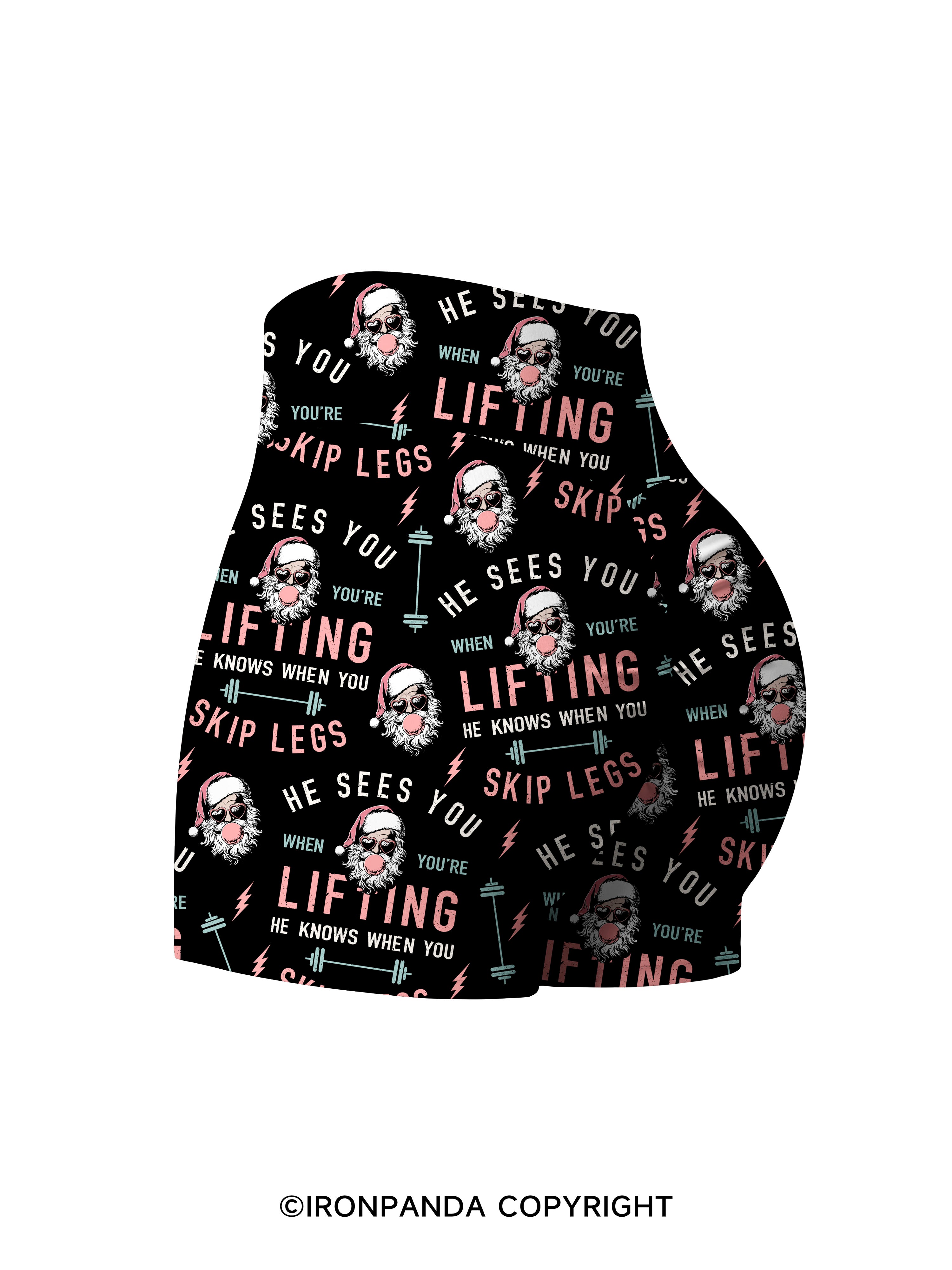HE SEES YOU WHEN YOU'RE LIFTING Printed Yoga Shorts