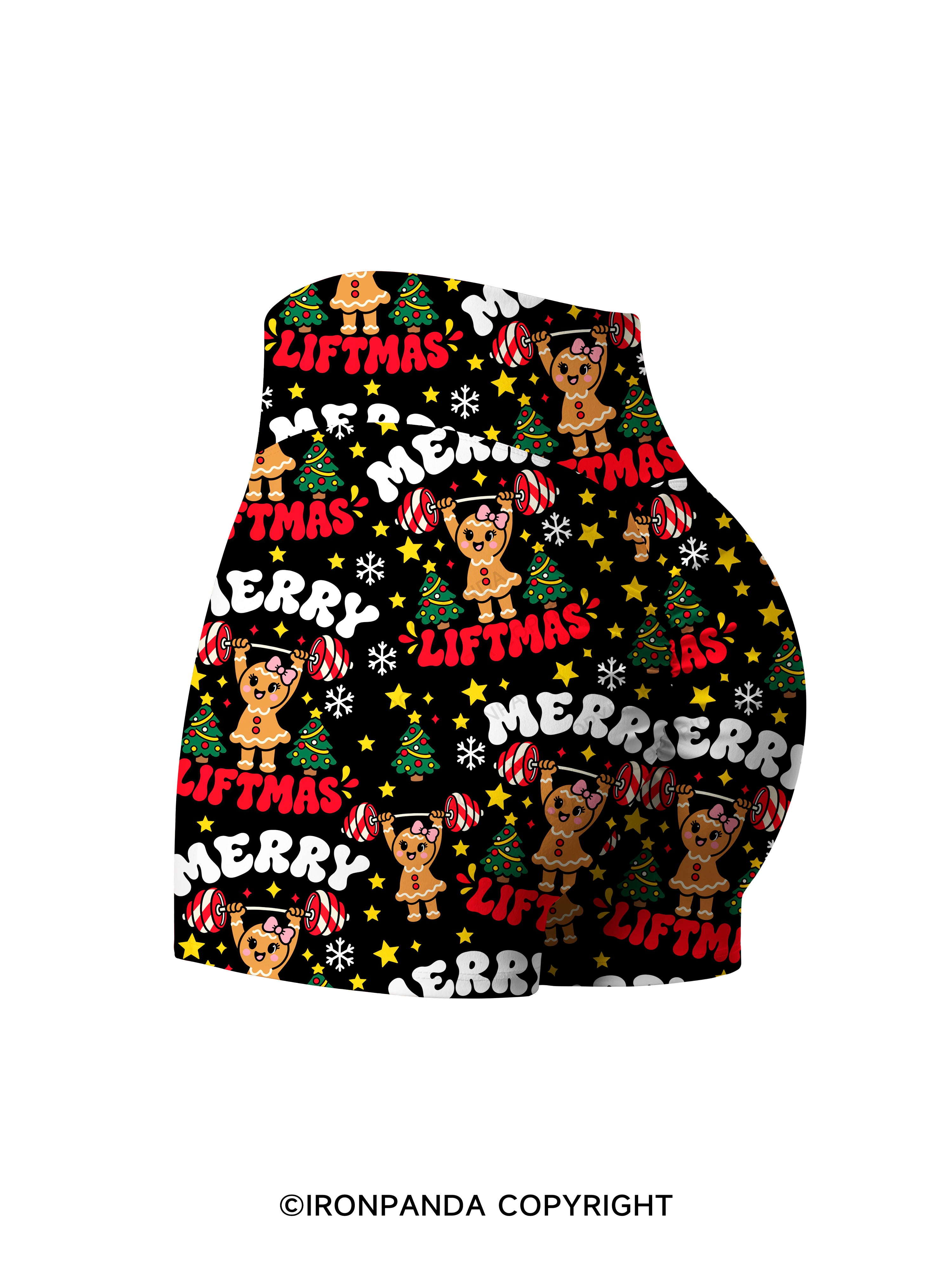 Merry Liftmas gingerbread  Printed Yoga Shorts