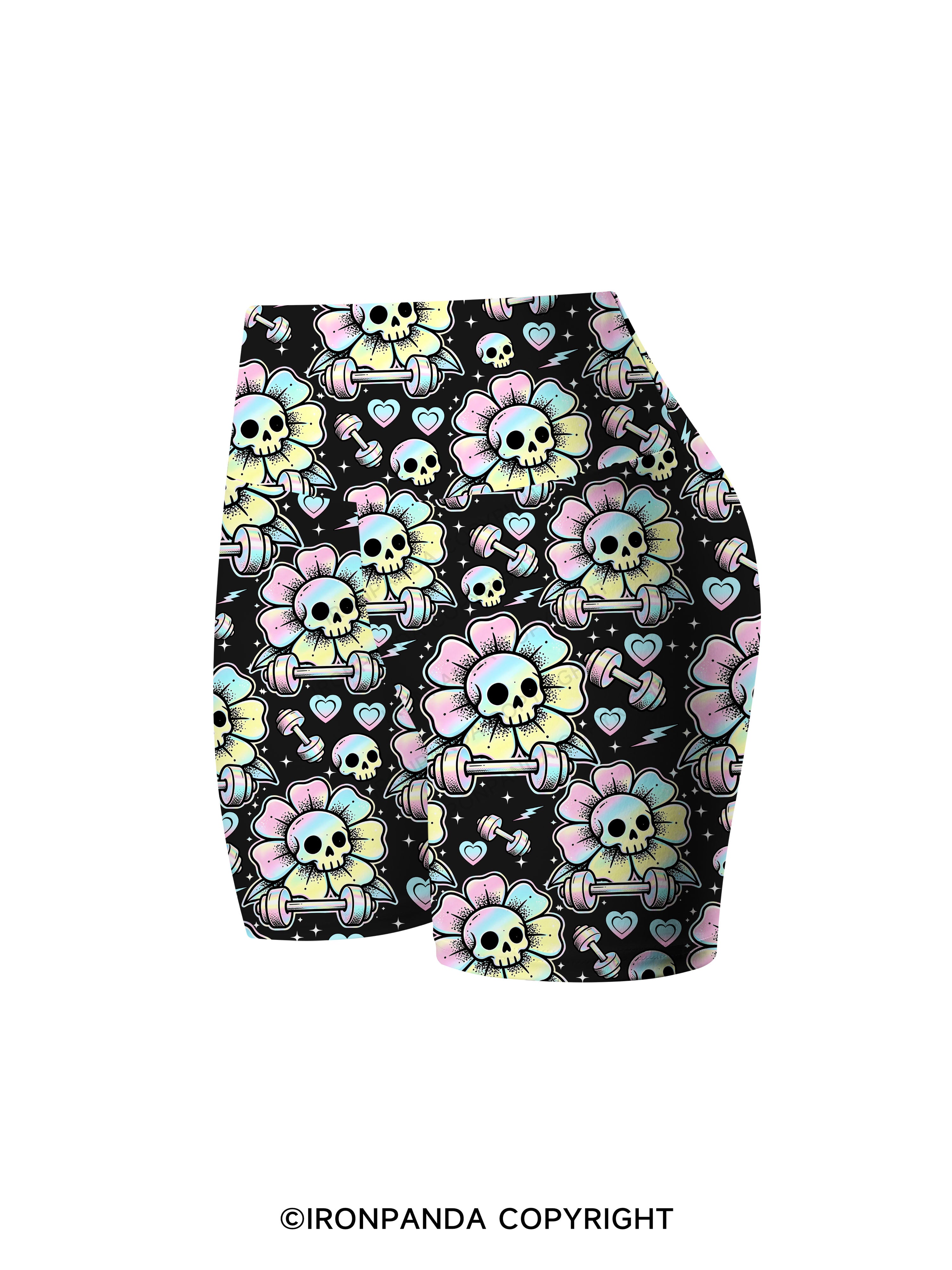 IF I DIE I DIE Skull Printed Yoga Cycling Shorts