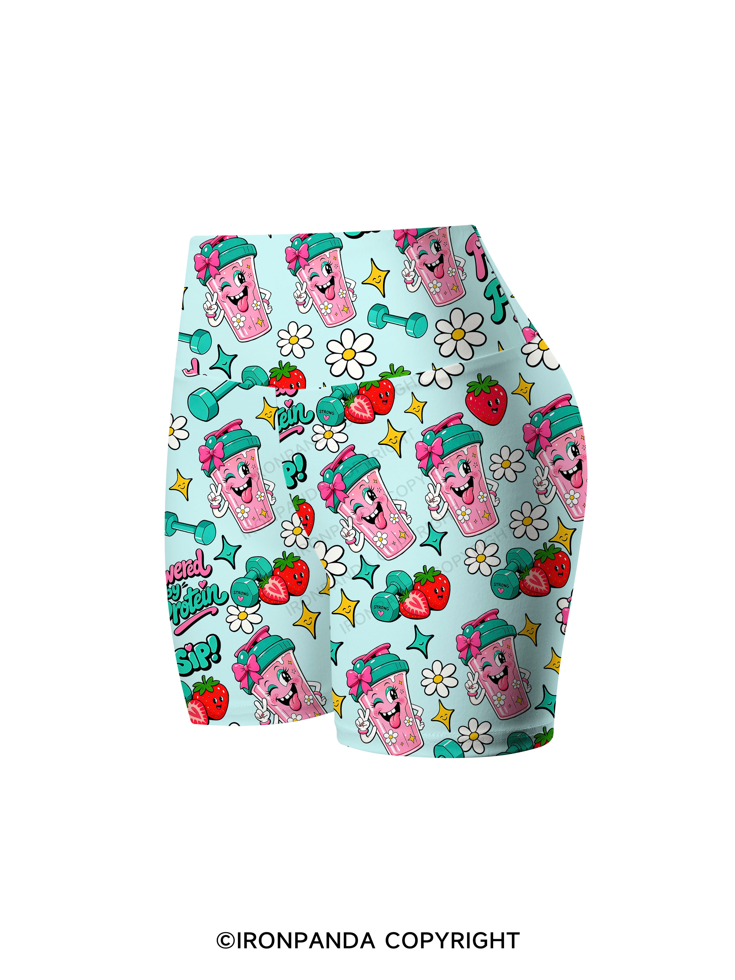 POWERED BY PROTEIN GYM FITNESS Printed Yoga Cycling Shorts