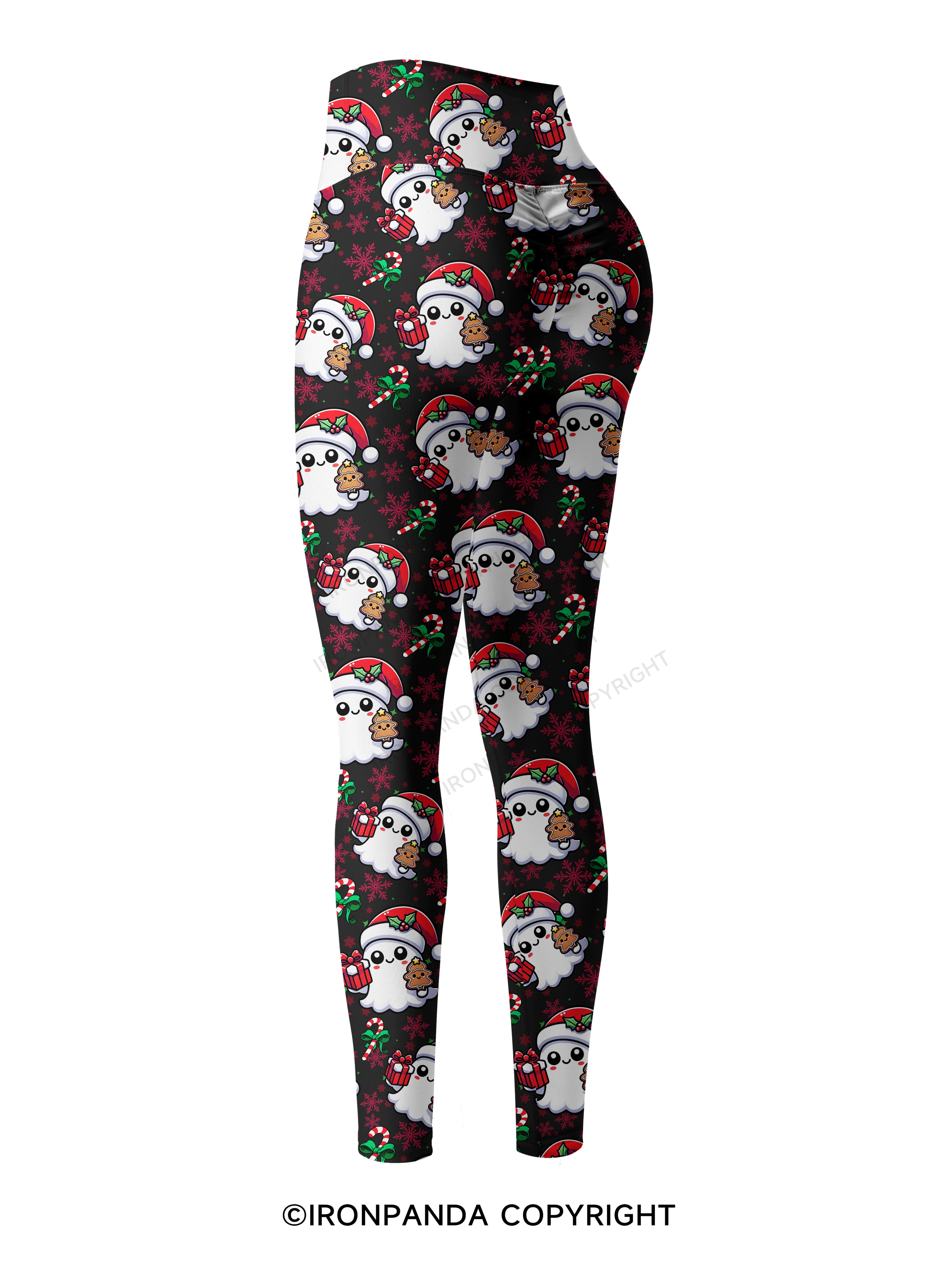 SPOOKY SPIRITS SPREADING CHRISTMAS CHEER! Cow Printed Yoga Pants