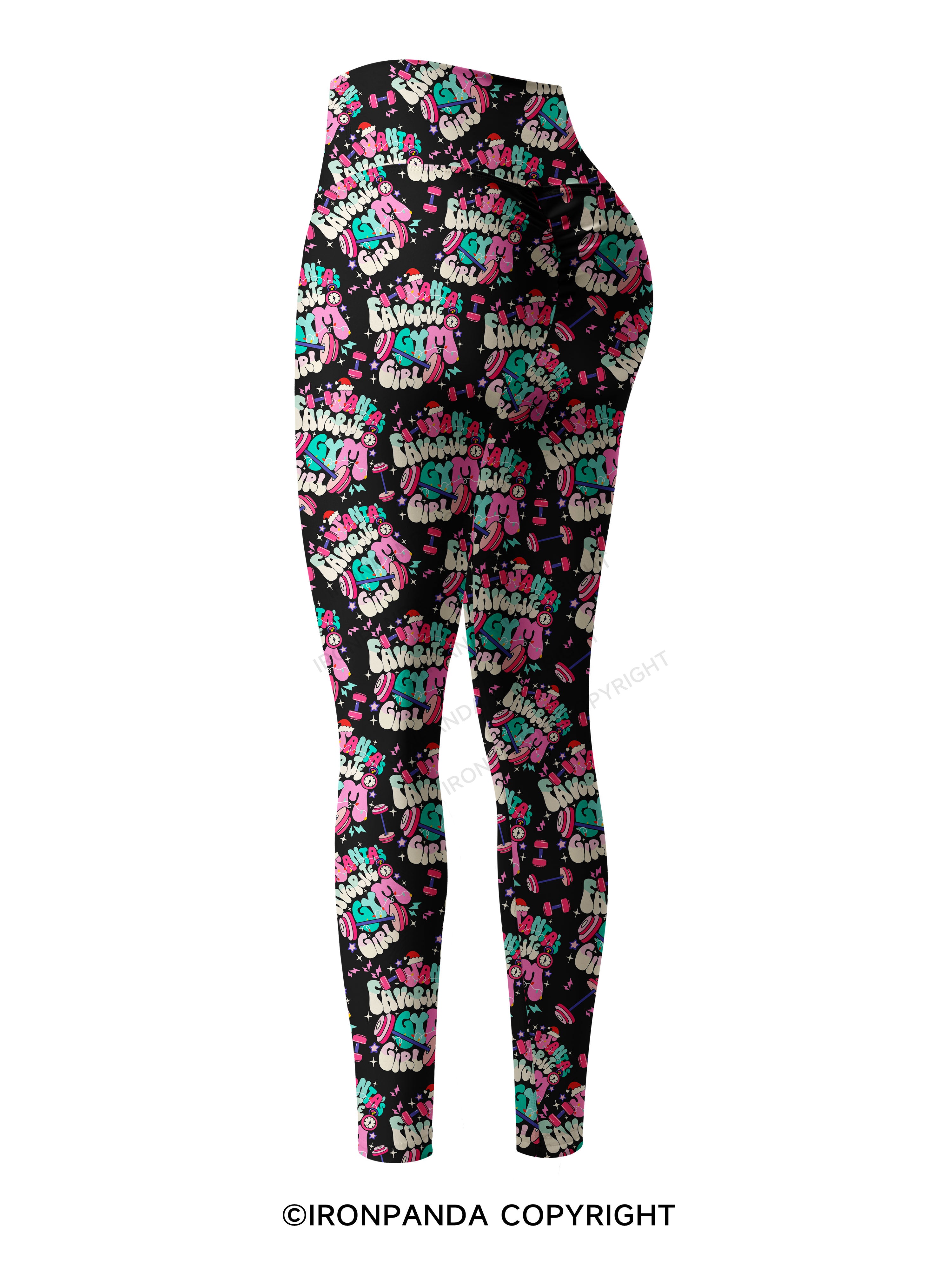Santa Favorite Gym Girl Printed Yoga Pants