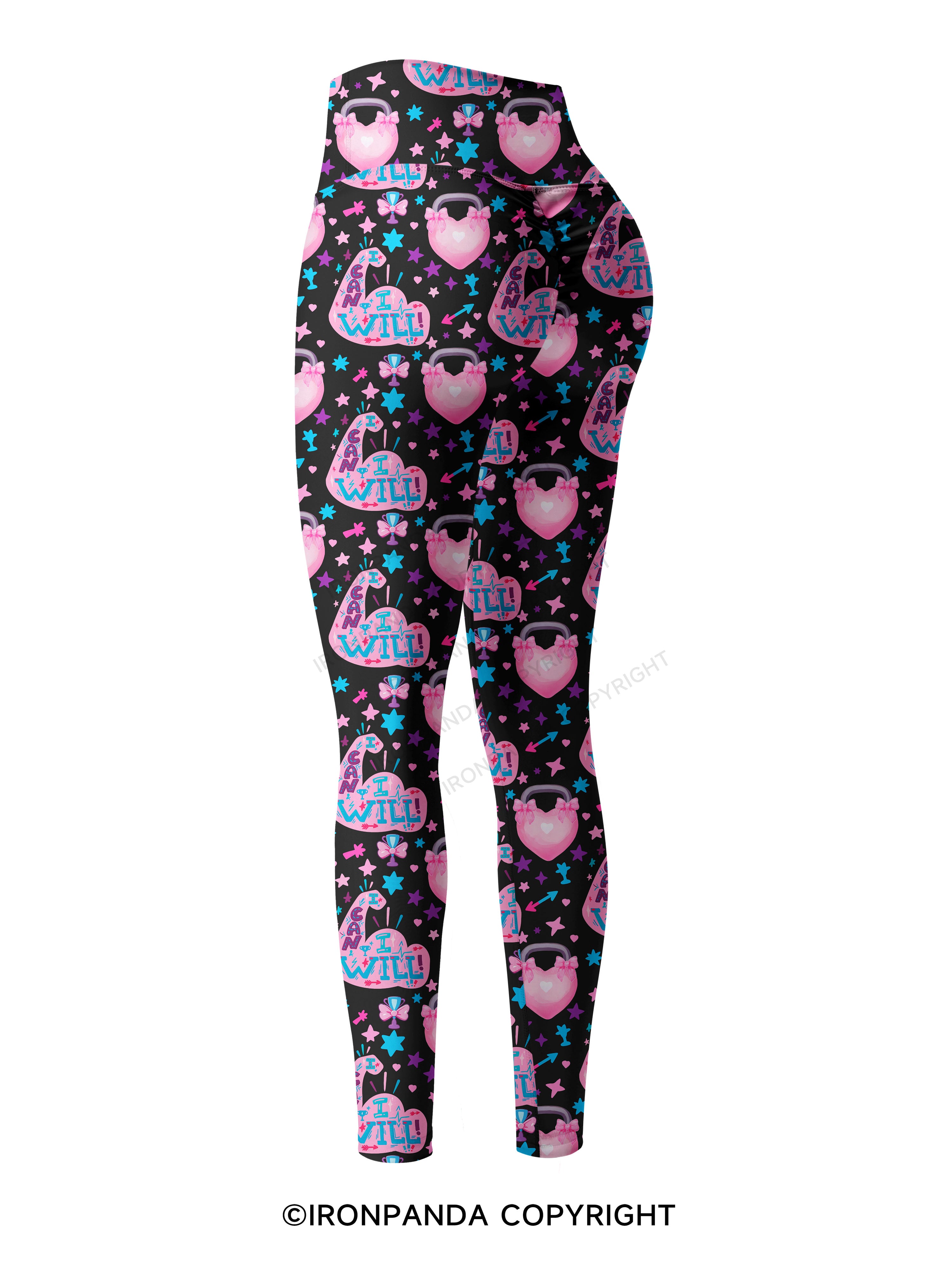 I CAN AND I WILL STRONG MUSCLE HEART Printed Yoga Pants