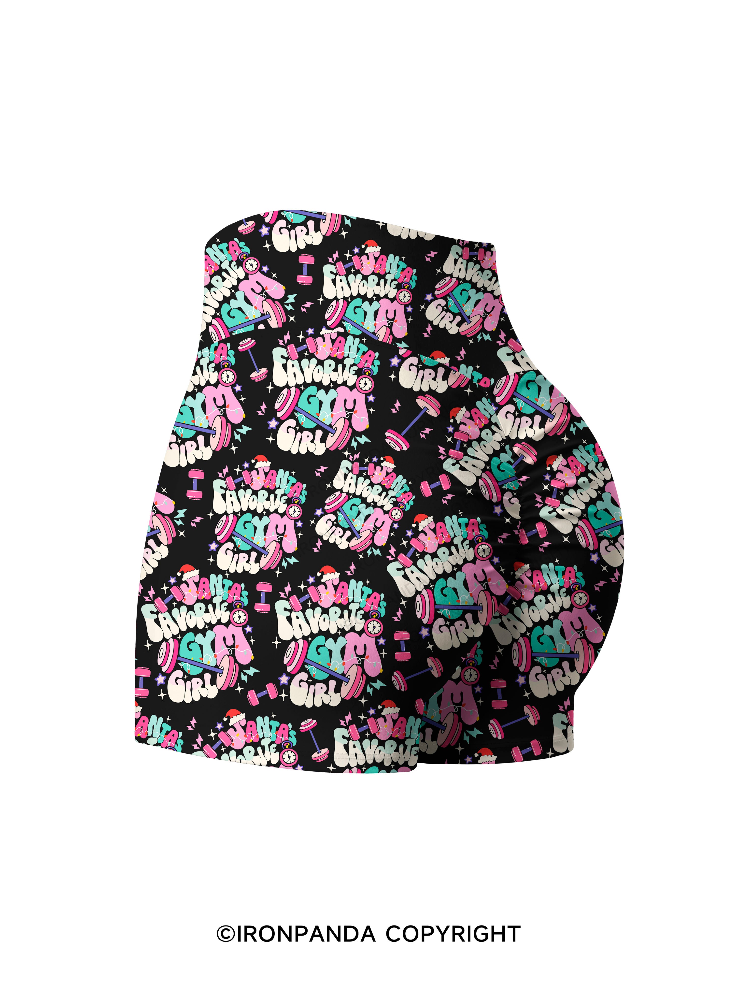Santa Favorite Gym Girl Printed Yoga Shorts