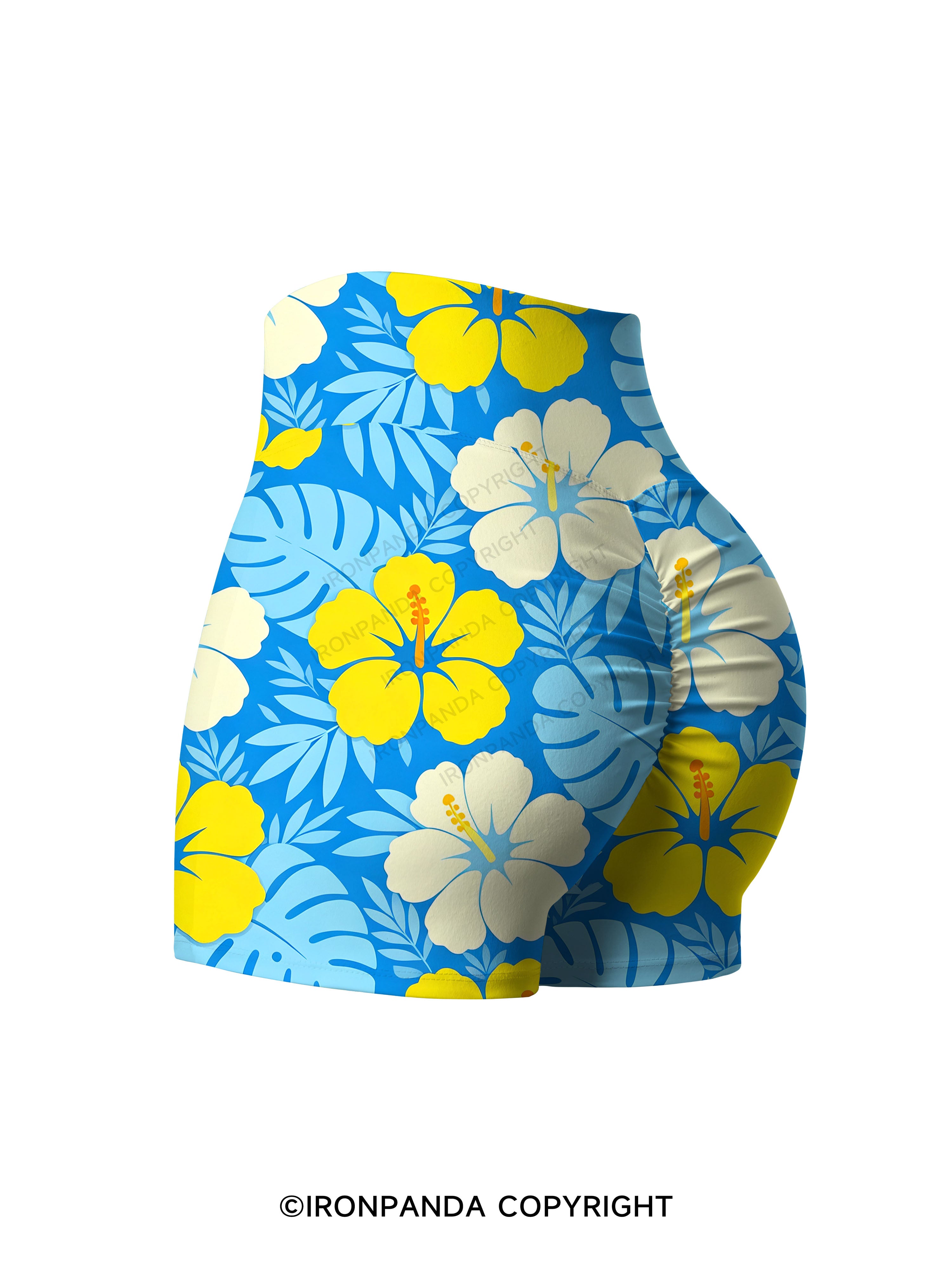 Tropical Hibiscus Printed Yoga Shorts