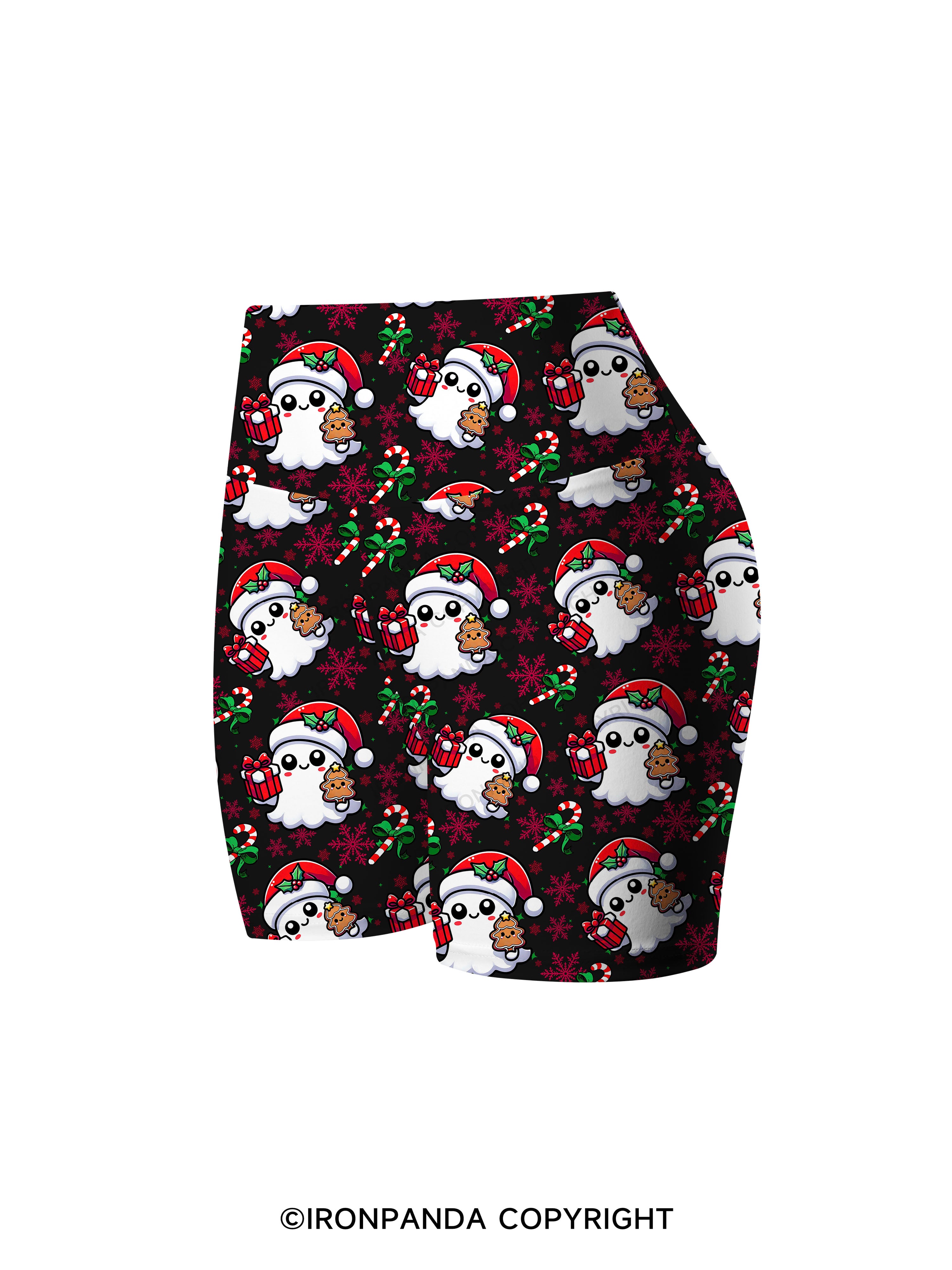 SPOOKY SPIRITS SPREADING CHRISTMAS CHEER! Printed Yoga Cycling Shorts