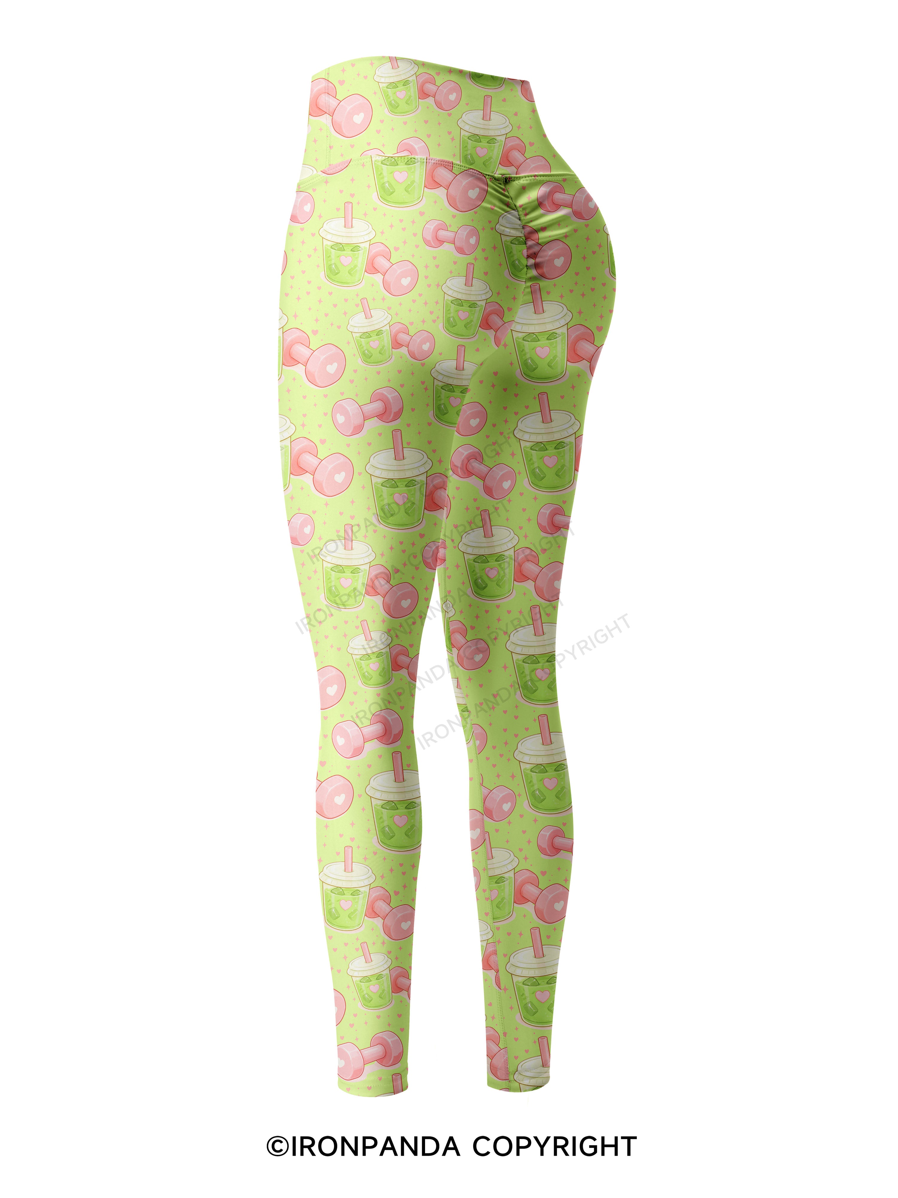 MATCHA & DUMBBELLS Printed Yoga Pants