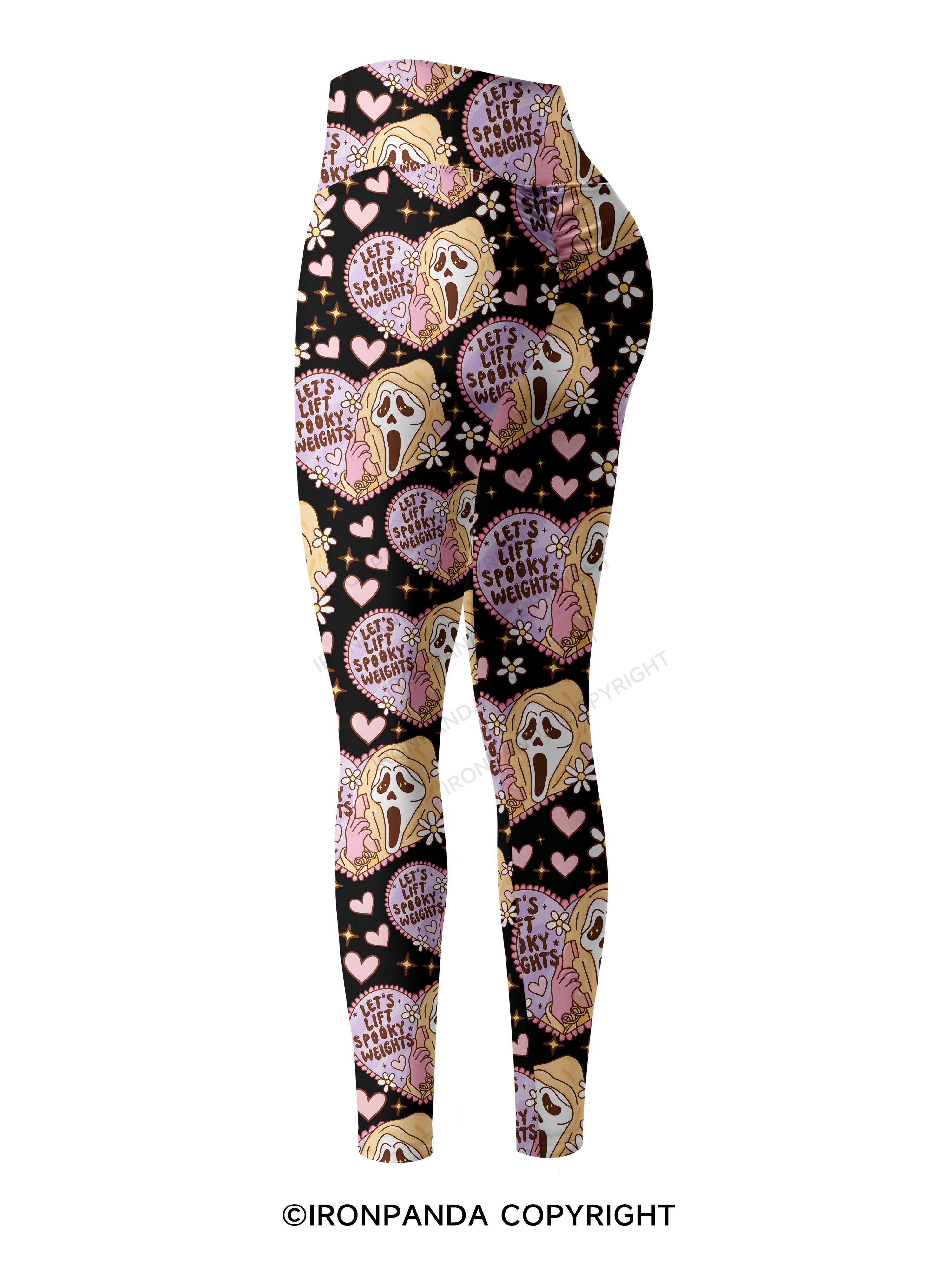 LET'S LIFT SPOOKY WEIGHTS Printed Yoga Pants